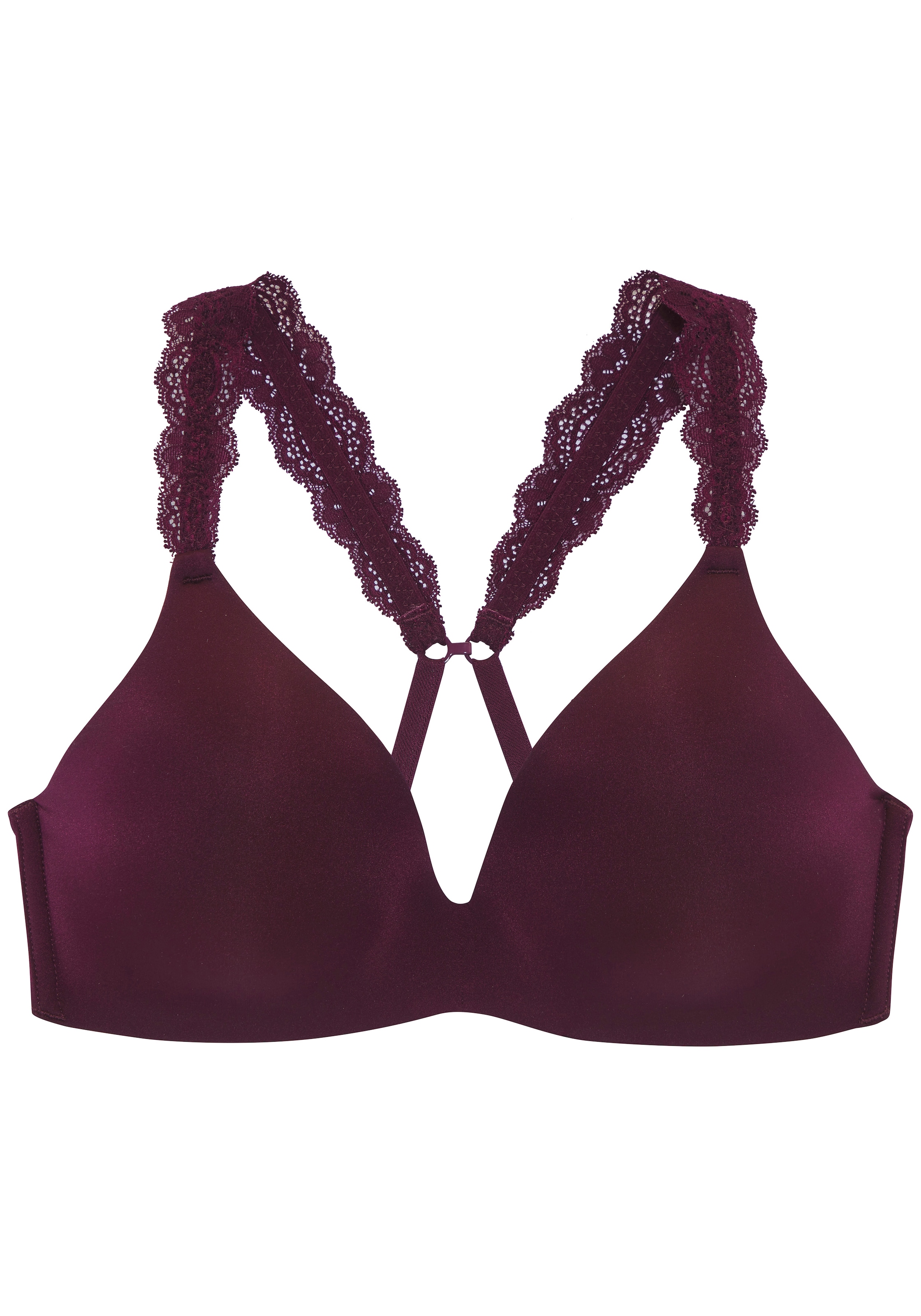 LASCANA Push-up-BH », BH ohne Bügel, bügelloser BH, T-Shirt-BH, Racerback BH« mit Spitzenträgern, 2 Tragevarianten, bequemer BH