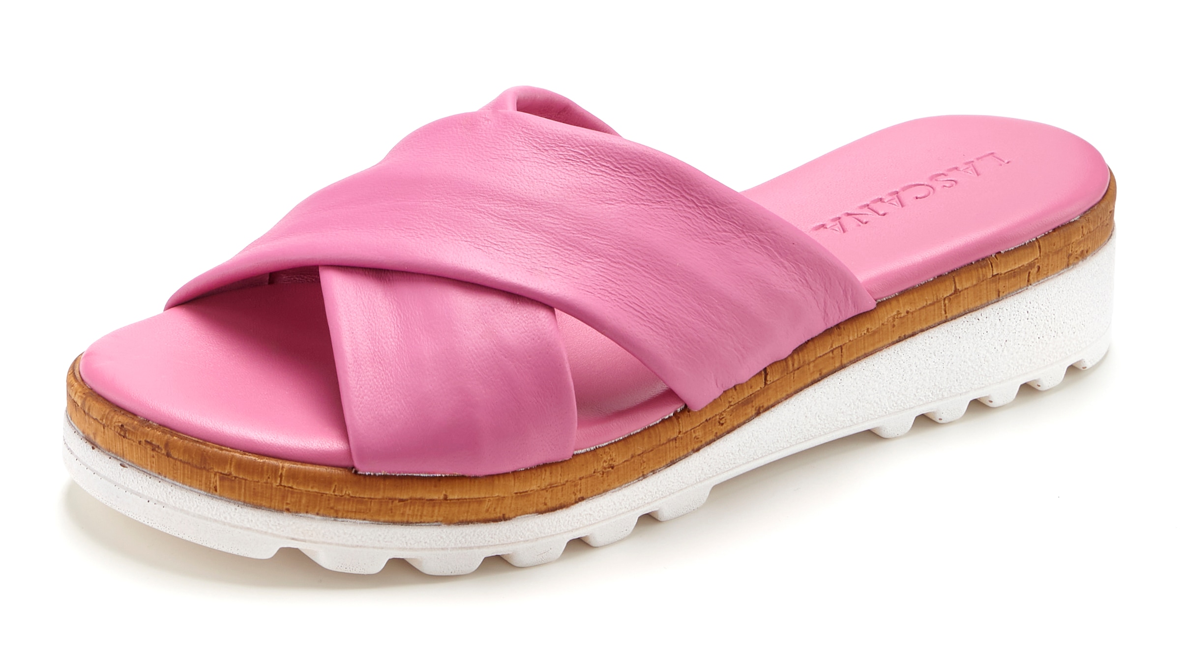 LASCANA Pantolette »Sandale, Sommerschuh, Mule, offener Schuh,«  NOUVEAU en cuir avec petit talon discret