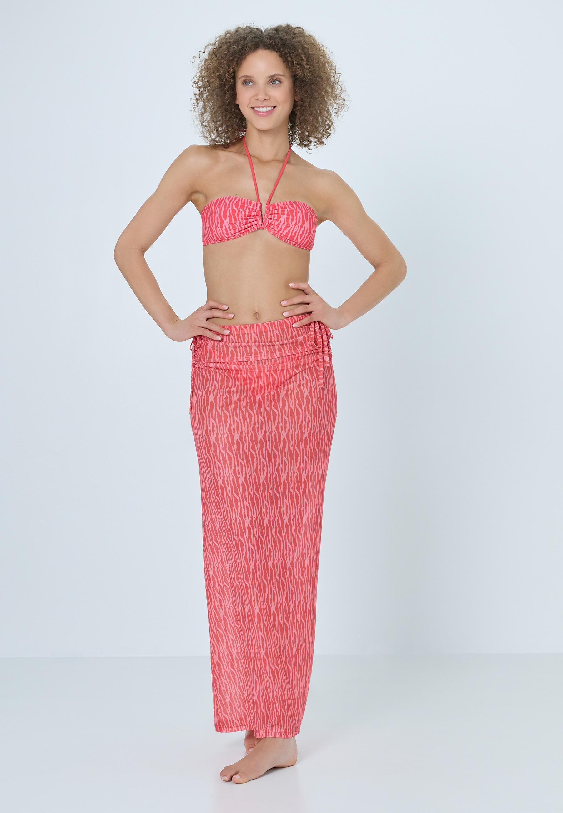 LSCN by LASCANA Jupe en maille avec impression graphique, jupe de plage, cover-up