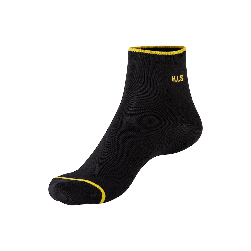 H.I.S Kurzsocken, (Packung, 7 Paar), mit farbigen Bündchen