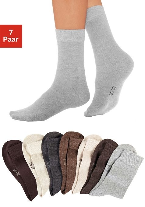 Lavana Basicsocken Packung, 7 Stk. tlg. mit druckfreiem Bündchen