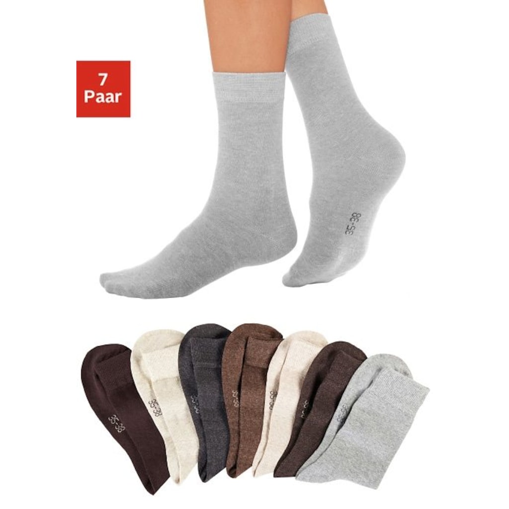 Lavana Basicsocken, (Packung, 7 Paar), mit druckfreiem Bündchen