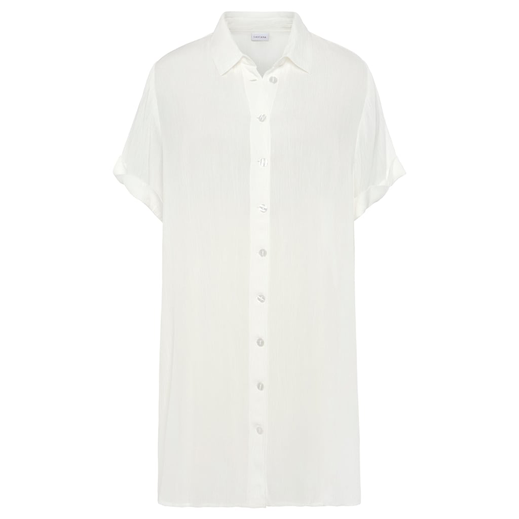 LASCANA Longbluse, mit Knopfleiste, Kurzarmbluse, Blusenkleid, sommerlich