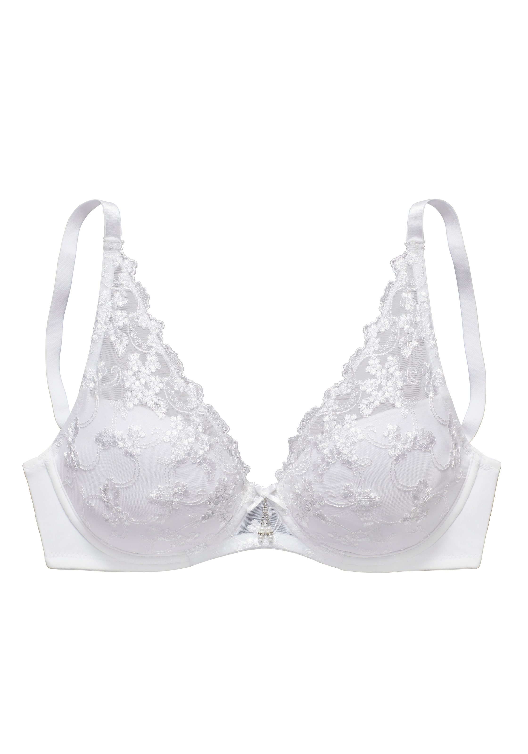 LASCANA Schalen-BH, mit Bügel in High-Apex-Schnittform aus Stickereispitze, sexy Dessous