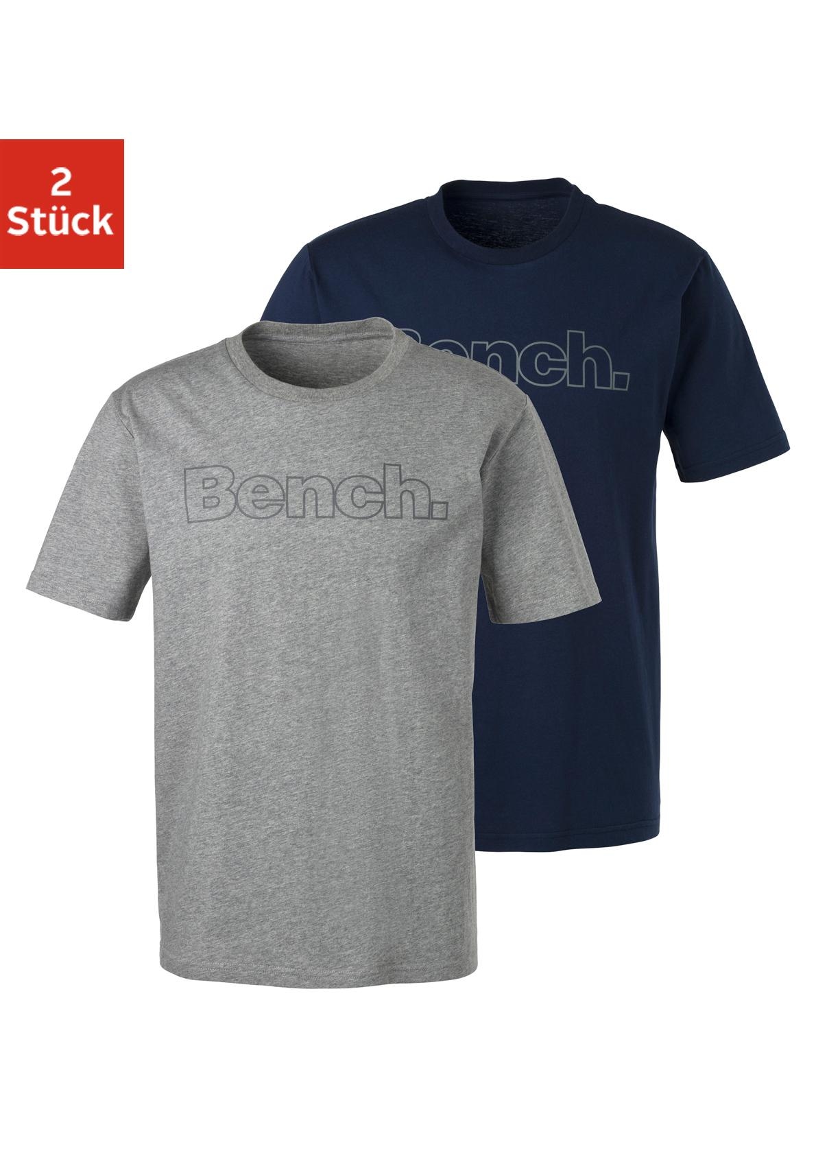 Bench. Loungewear T-Shirt 2 Stk. Shirt mit Logoprint, Basicshirt mit Rundhals aus reiner Baumwolle