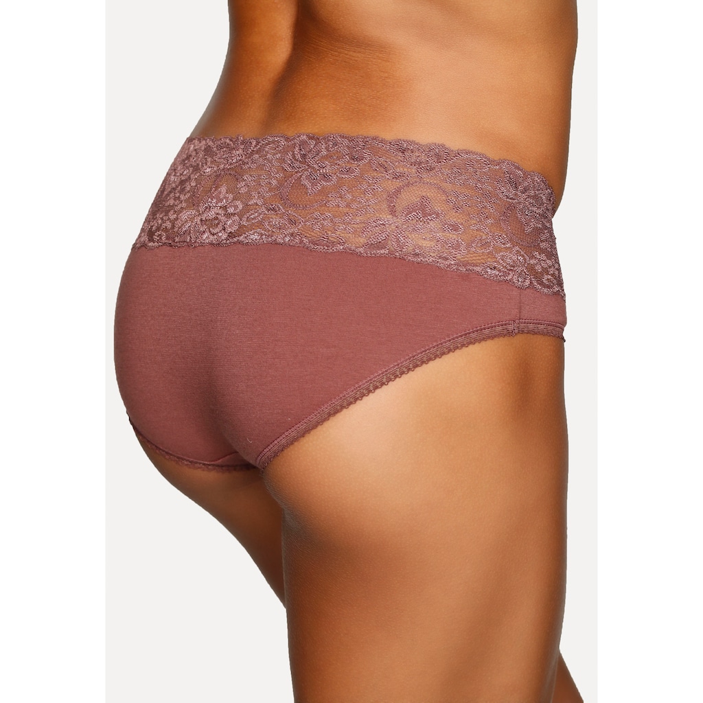 Vivance Slip, (3er-Pack), aus elastischer Baumwolle mit floraler Spitze
