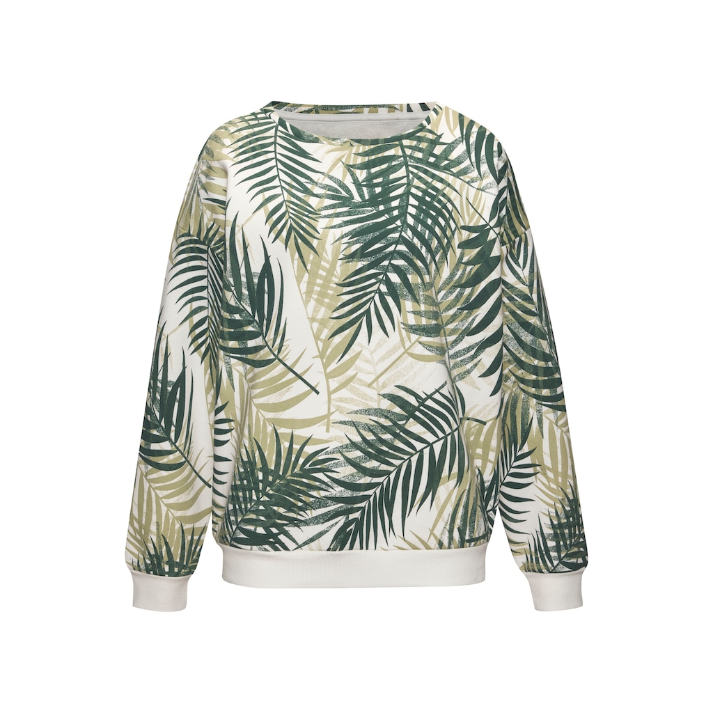 LASCANA Sweater, Loungeshirt mit Allover-Blätterdruck, Loungewear