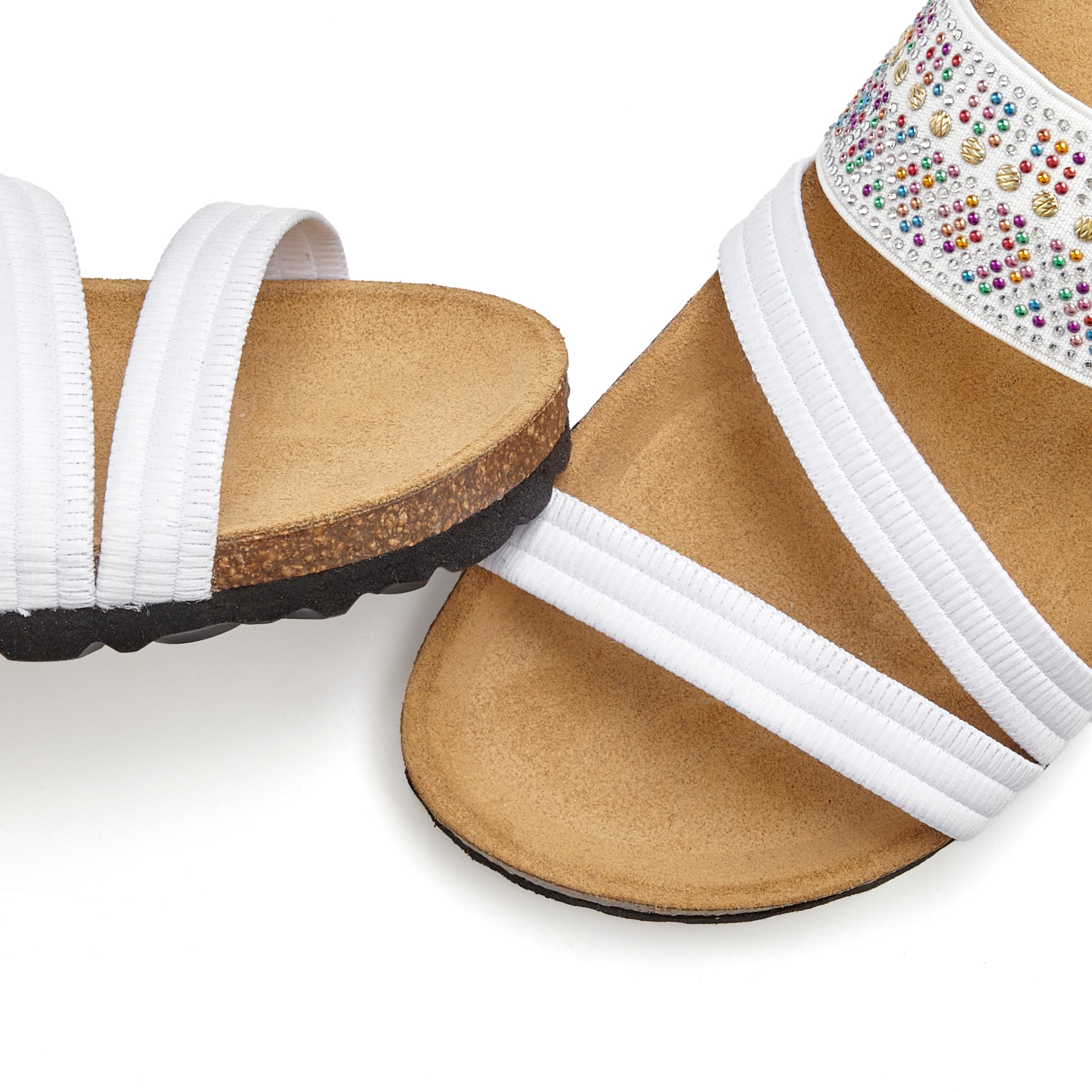 LASCANA Pantolette »Mule, Sandale, offener Schuh, Sommerschuh,«  mit Komfortkorkfussbett aus Leder und elastischen Riemen