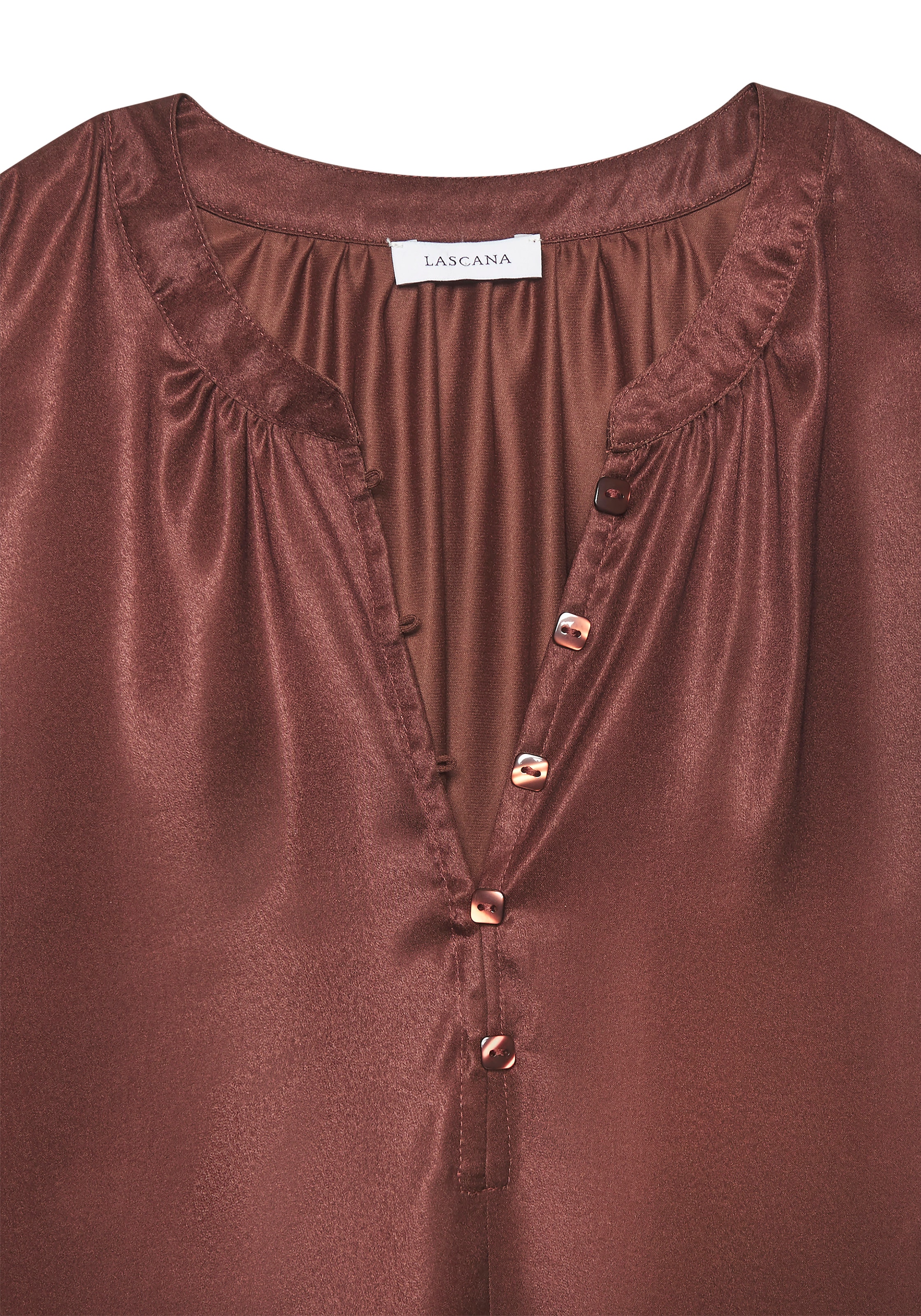 LASCANA Satinbluse mit kurzen Ärmeln, elegant