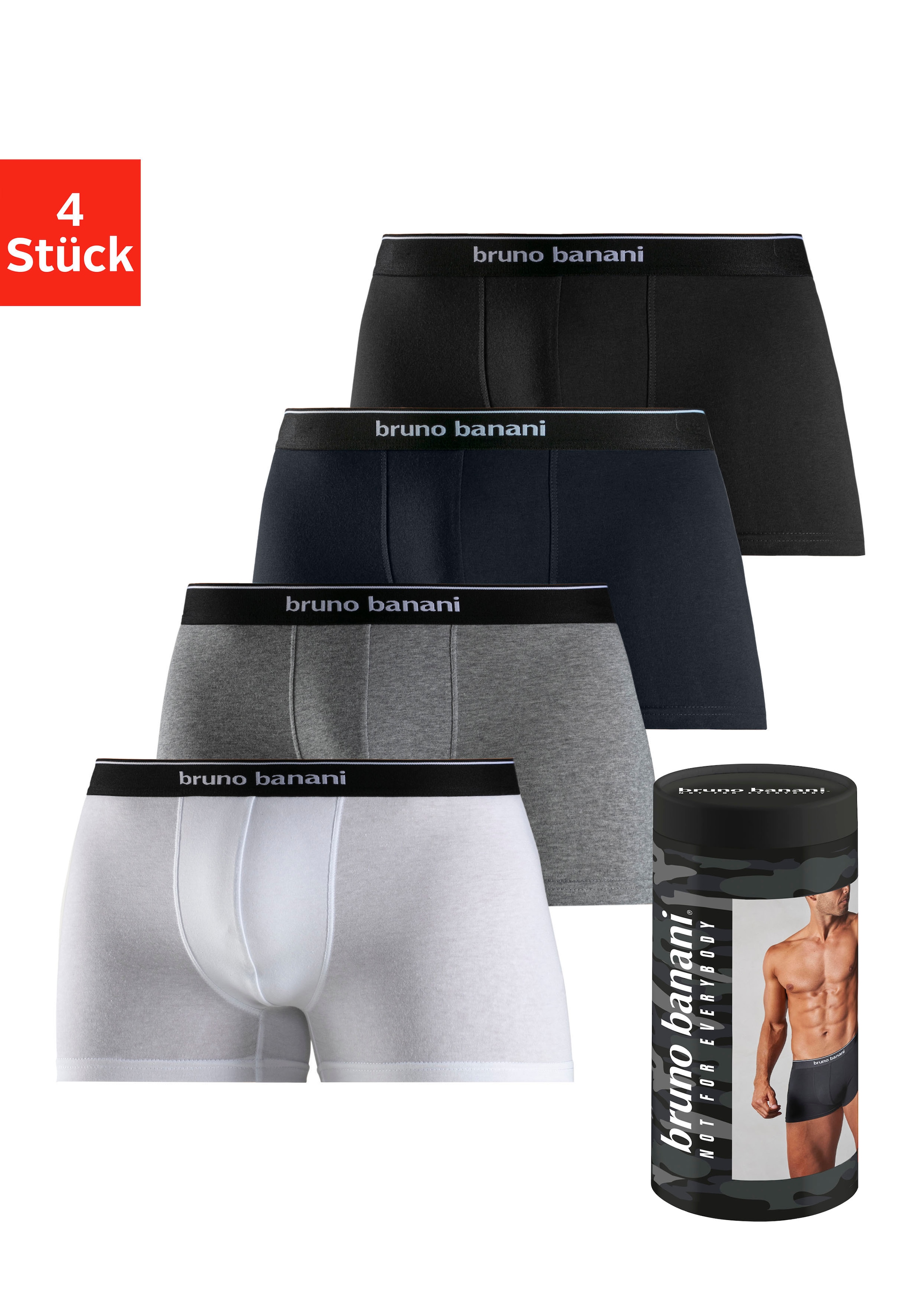 Bruno Banani Boxer »Boxershorts für Herren« Dose, 4 Stk. in der Dose verpackt