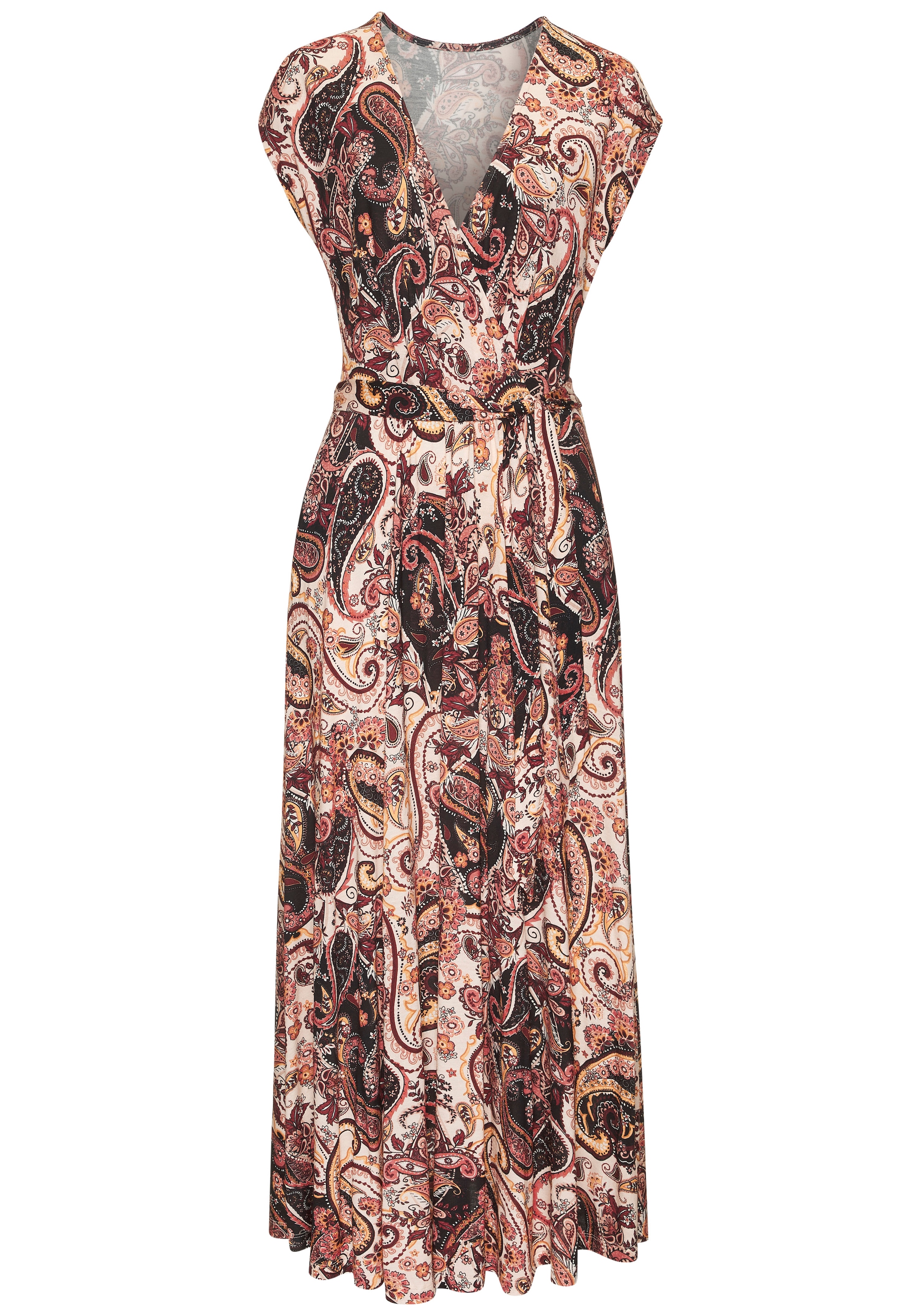 Vivance Maxi robe mit Bindegürtel,  mit Alloverdruck, Sommerkleid mit Taschen, Strandkleid