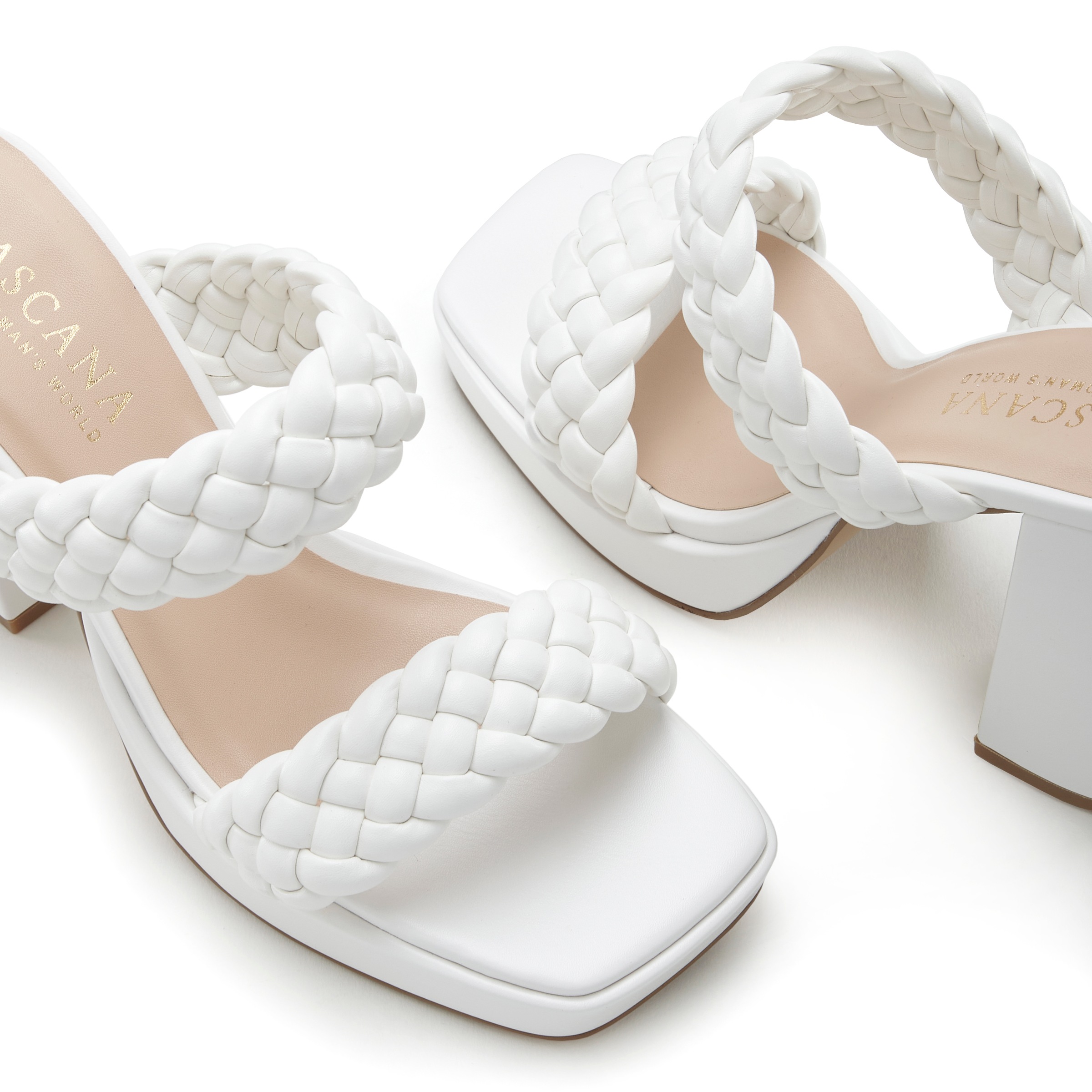 LASCANA Pantolette, Mule, Sandale, offener Schuh, raffinierte Riemchen im Flecht-Design