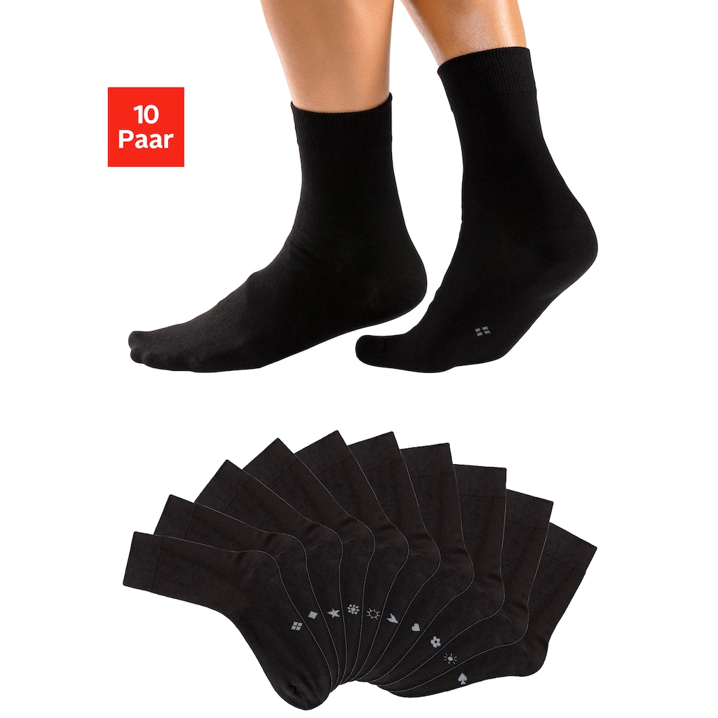 H.I.S Basicsocken, (Packung, 10 Paar), mit eingestrickten Symbolen