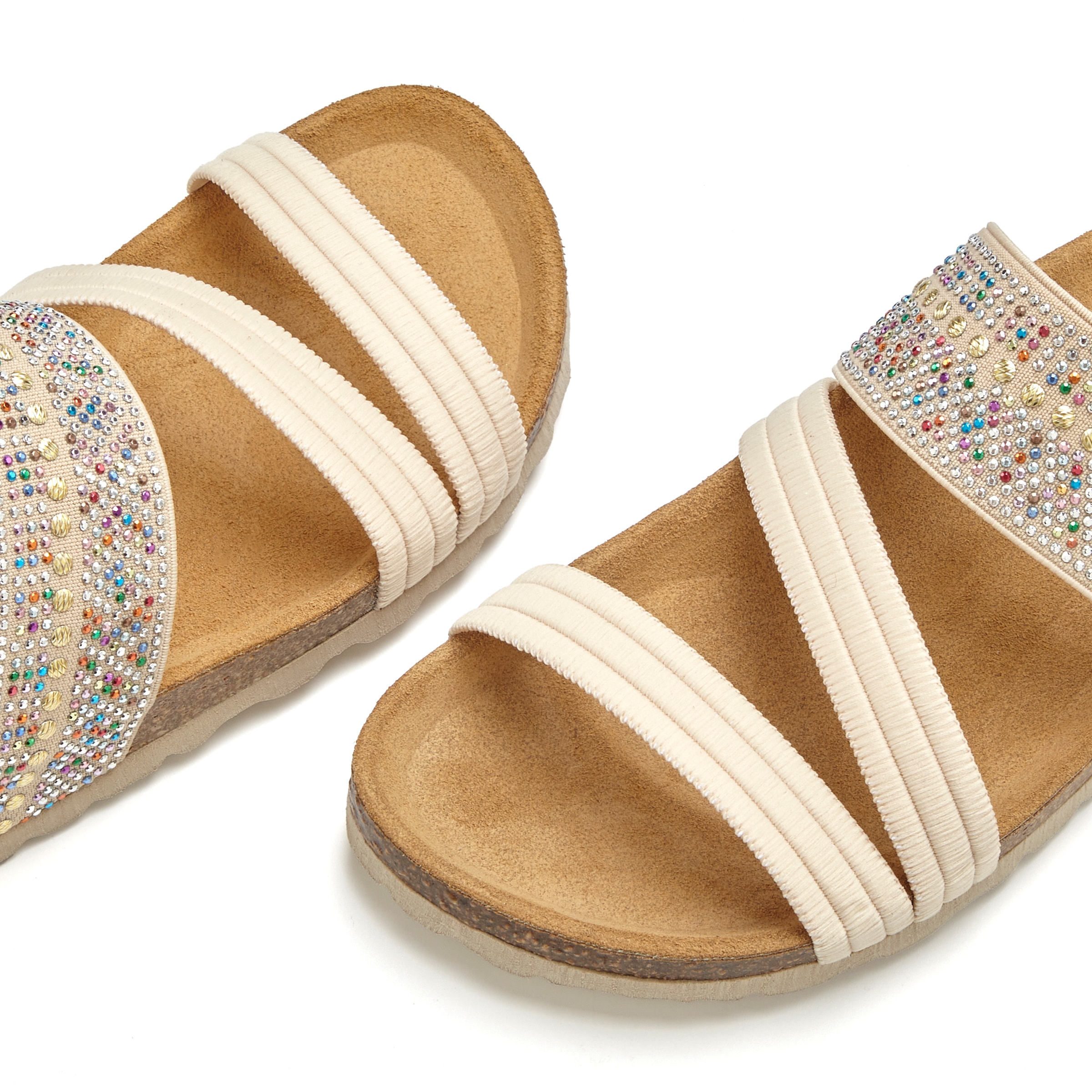 LASCANA Pantolette »Mule, Sandale, offener Schuh, Sommerschuh,«  mit Komfortkorkfussbett aus Leder und elastischen Riemen