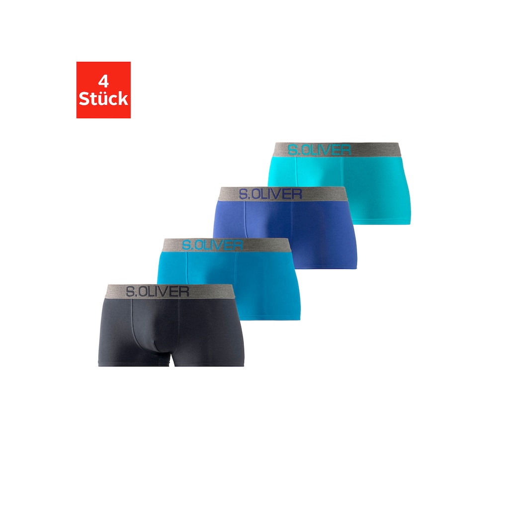 s.Oliver Hipster, (Packung, 4 St.), knapp sitzende Boxershorts für Herren aus Baumwoll-Mix