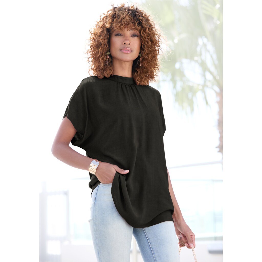 LASCANA Kurzarmbluse, in lockerer Passform, Damenbluse, sportlich elegant