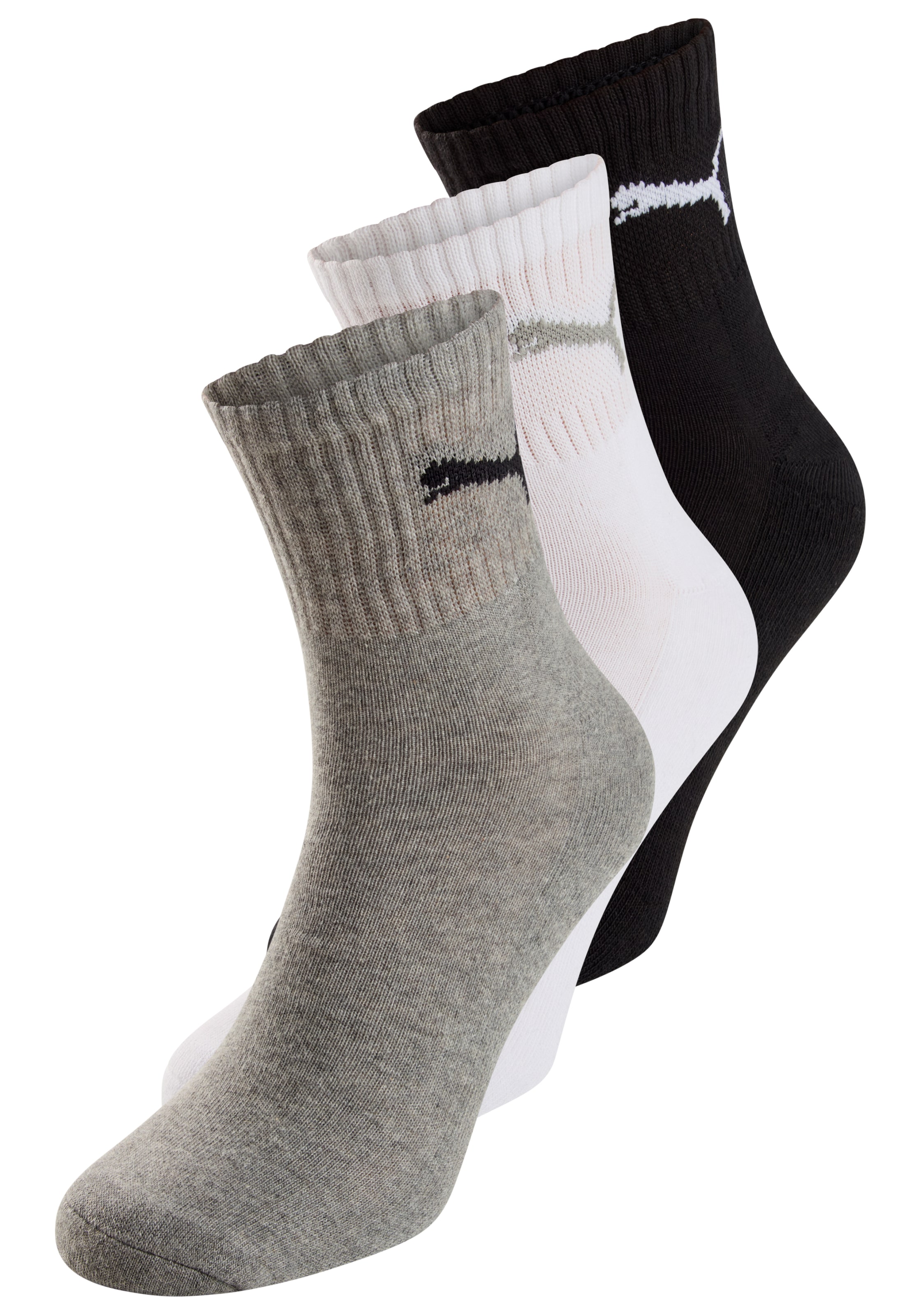 PUMA Chaussettes de sport »short crew« 3 cuis tlg. gepolsterte Frottee-Sohle, atmungsaktiv