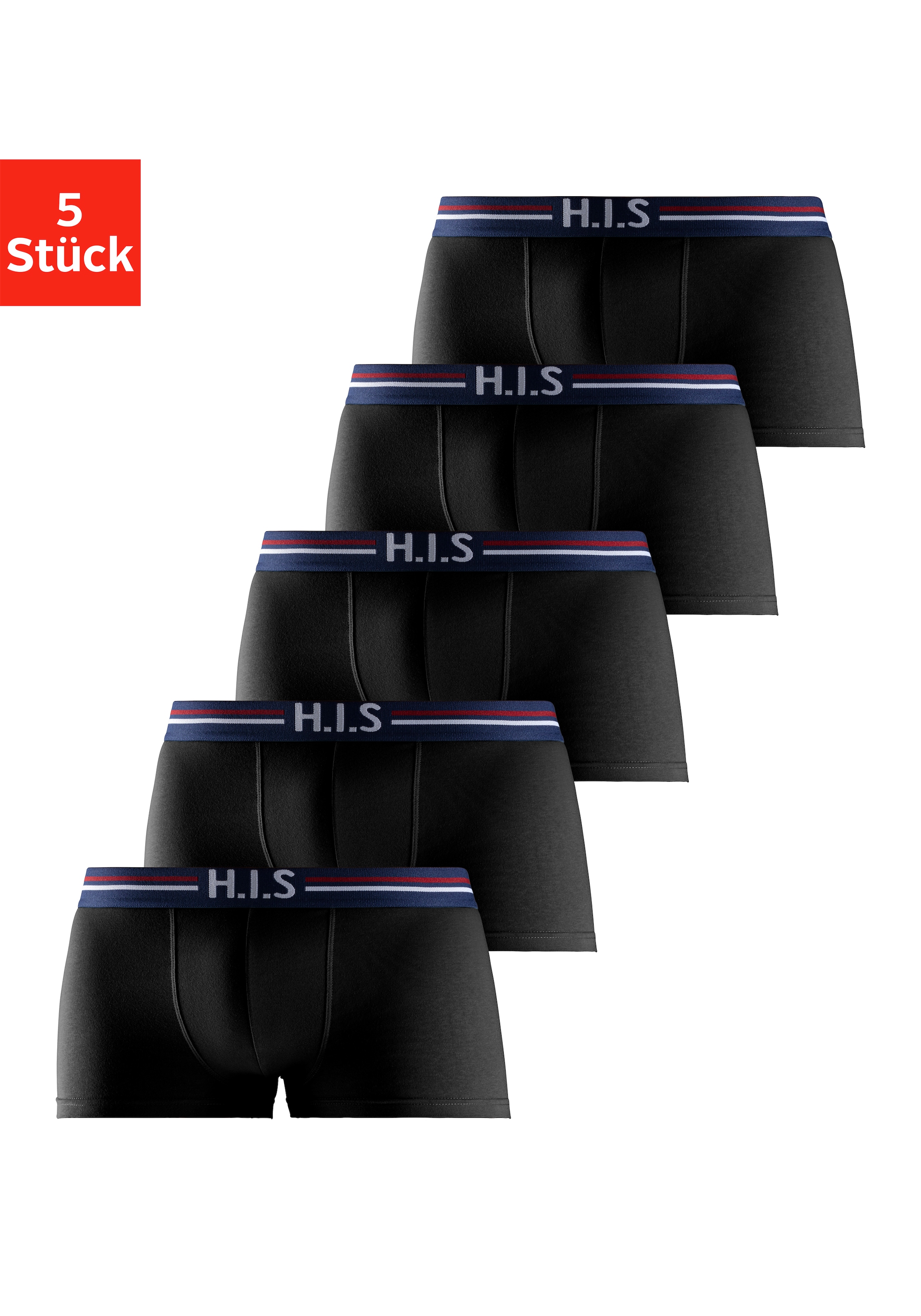 H.I.S Hipster, (Packung, 5 St.), knapp sitzende Boxershorts mit Streifen aus Baumwollmischung