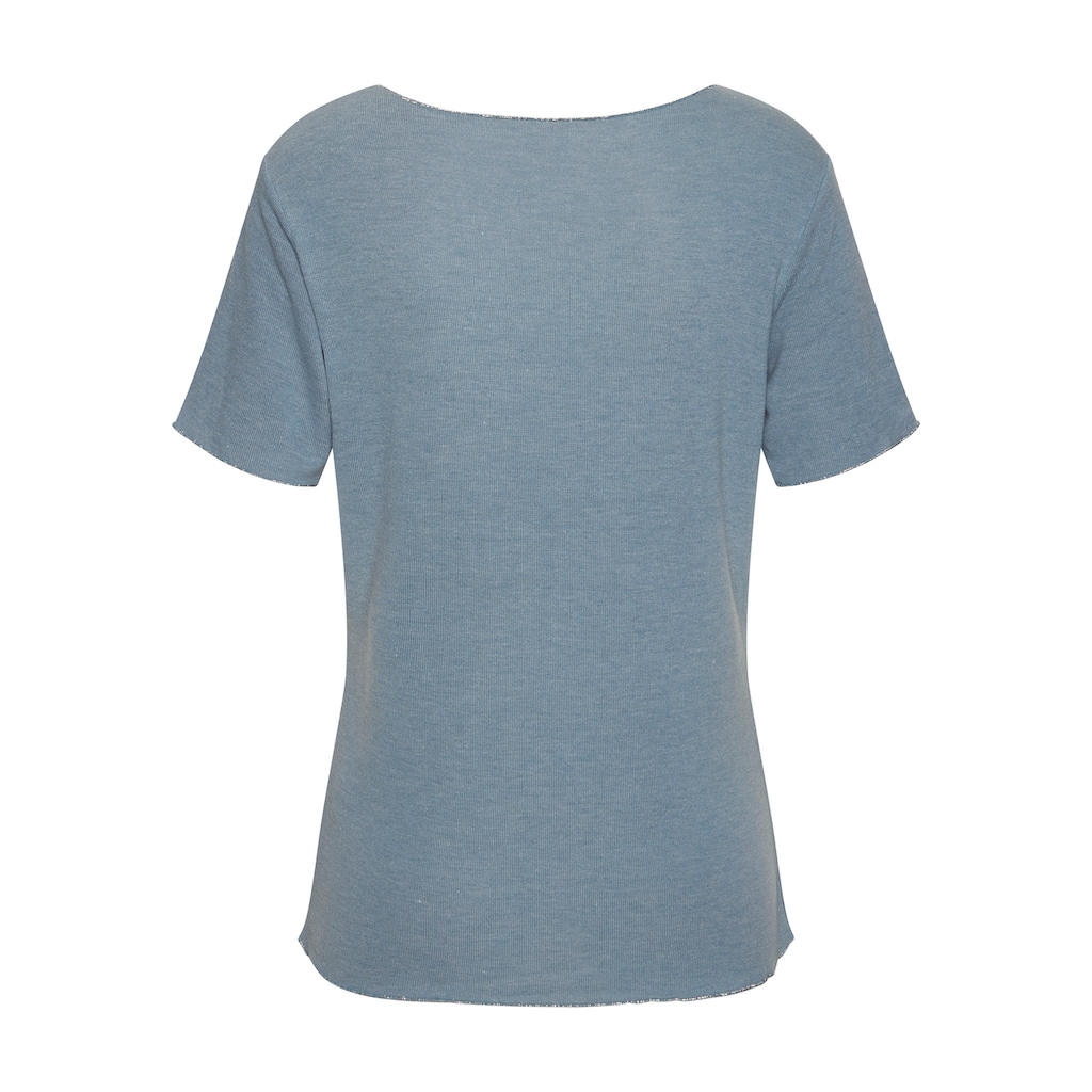LASCANA Rundhalsshirt »mit feiner Glitzereinfassung«, aus weichem Viskose-Feinstrick