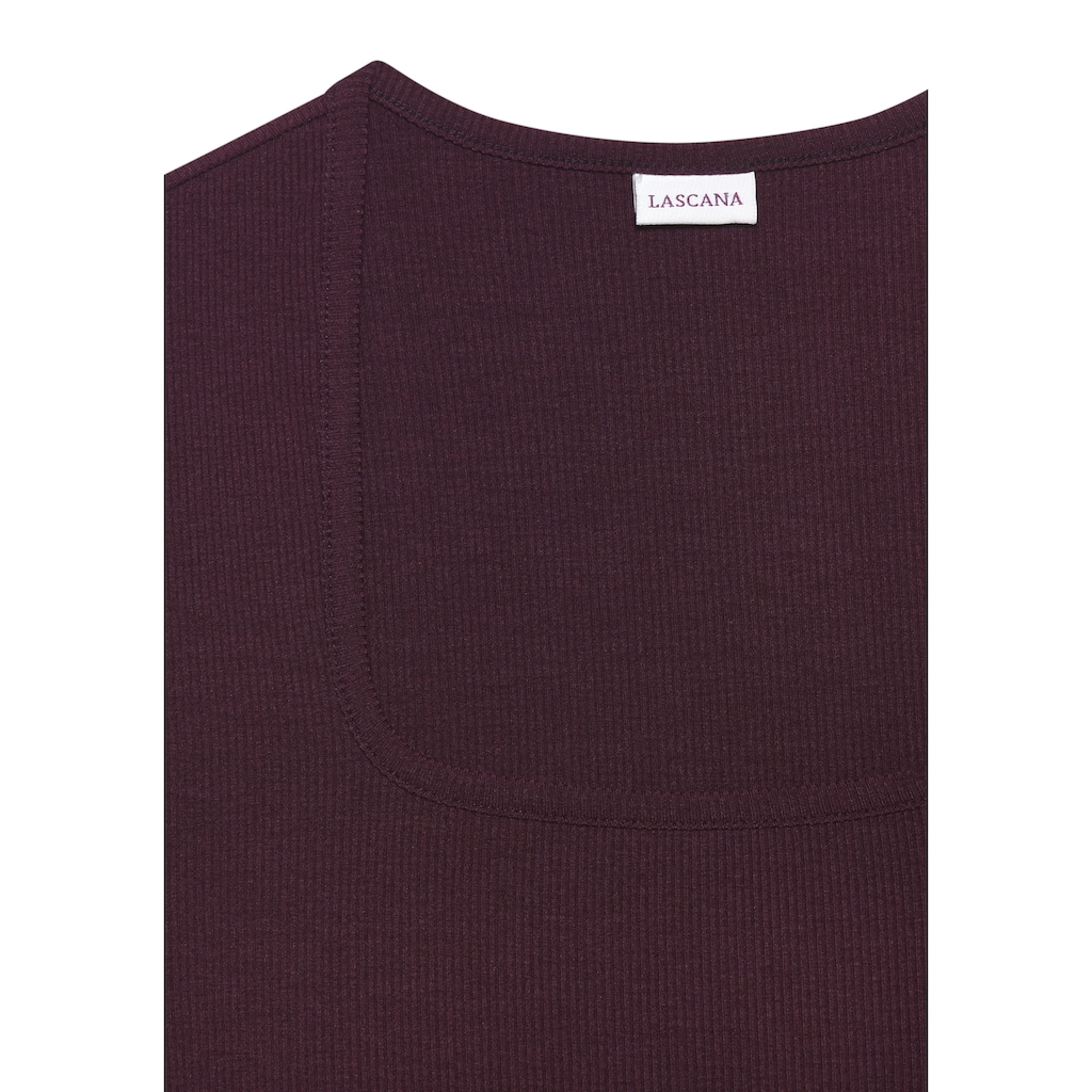 LASCANA Ripptanktop, mit Karree-Ausschnitt, elastisches Damentop, Basic, elegant