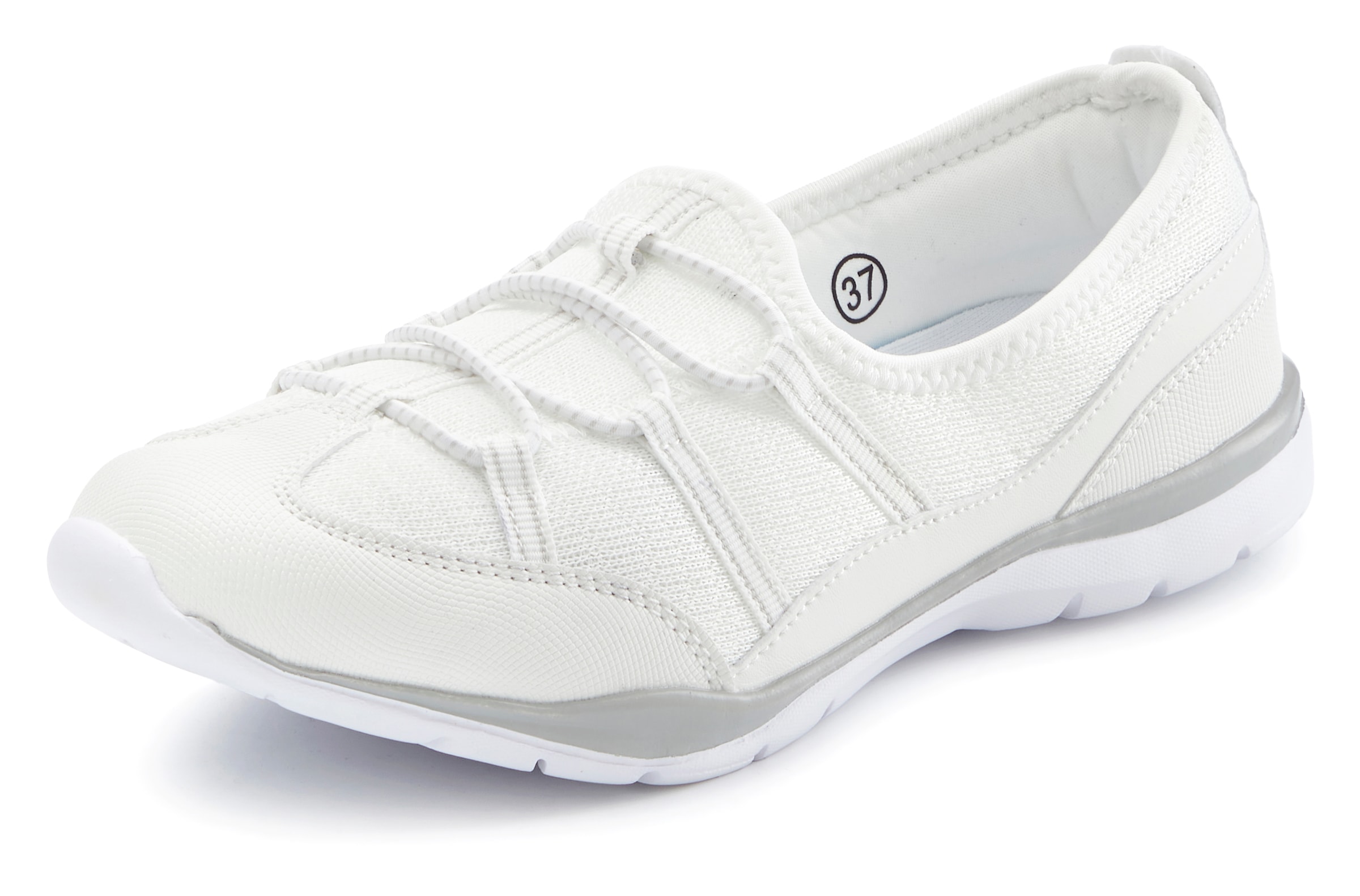 LASCANA Sneaker »Halbschuh, Freizeitschuh, Slipper,«, zum Reinschlüpfen mit elastischen Schnürbändern VEGAN