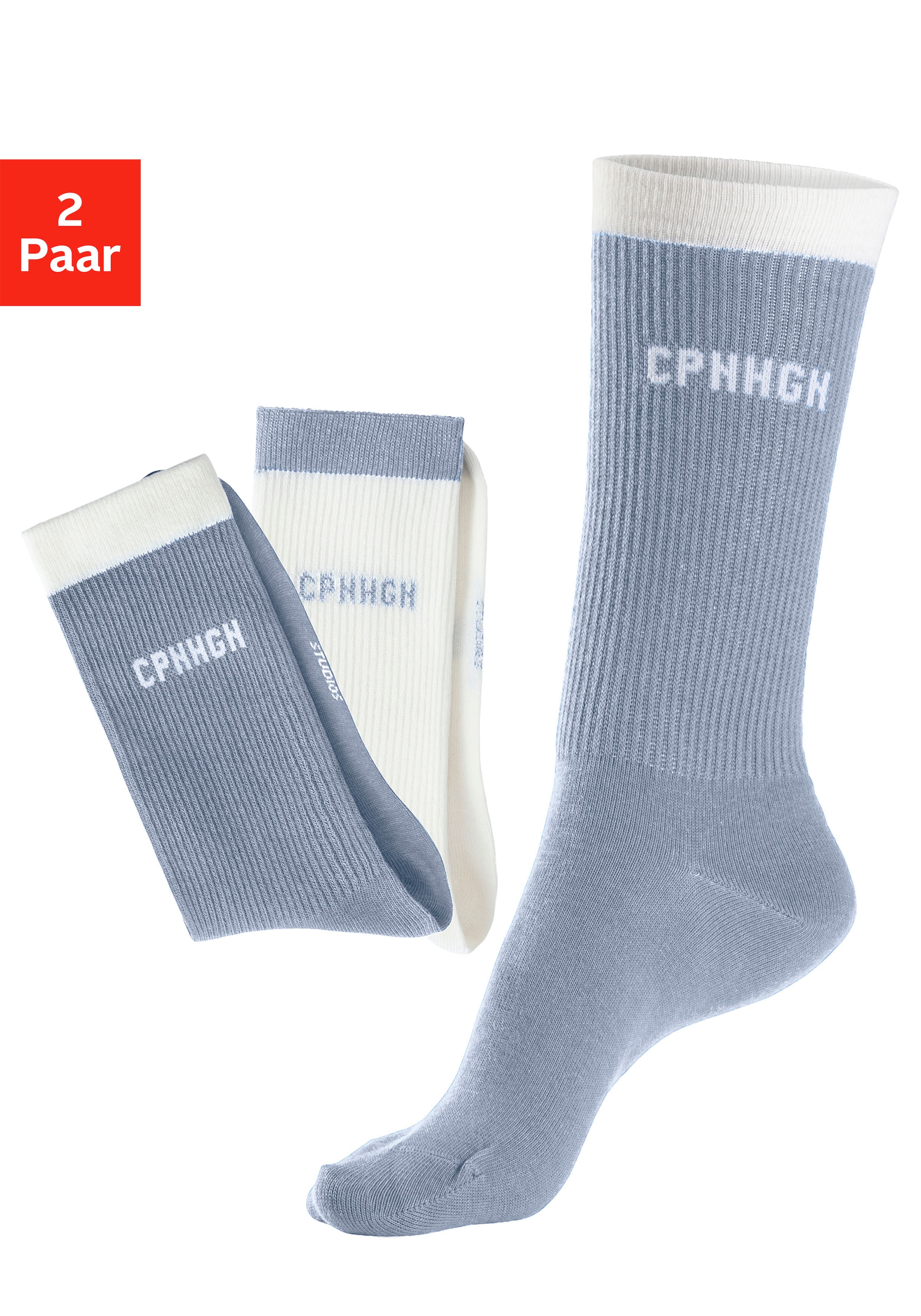 Copenhagen Studios Tennissocken Packung, 2 Stk. tlg. mit kontrastfarbenem Bund