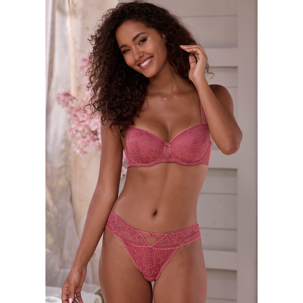LASCANA Schalen-BH, mit Bügel aus blumiger Jacquardspitze, sexy Dessous
