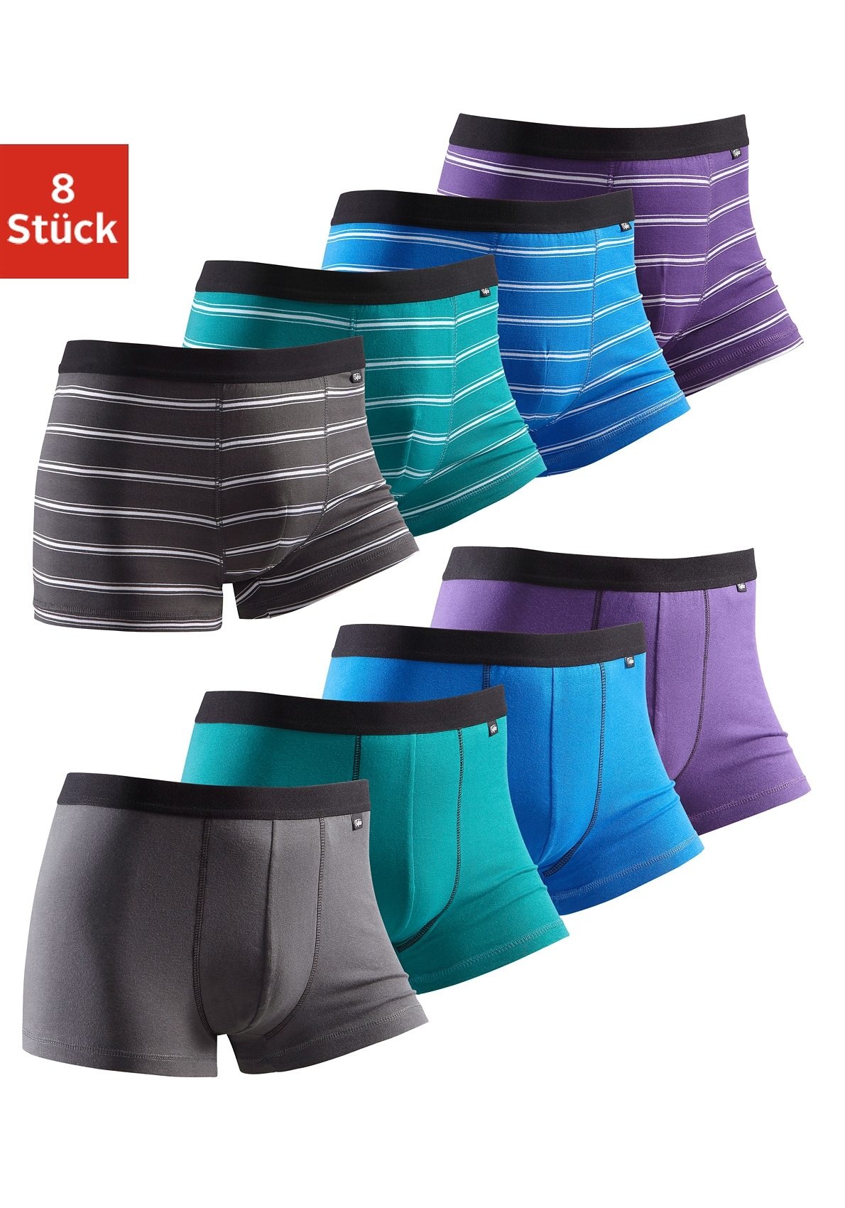 Buffalo Boxer »Boxershorts für Herren« Packung, 8 Stk. mit kontrastfarbigem Webbund