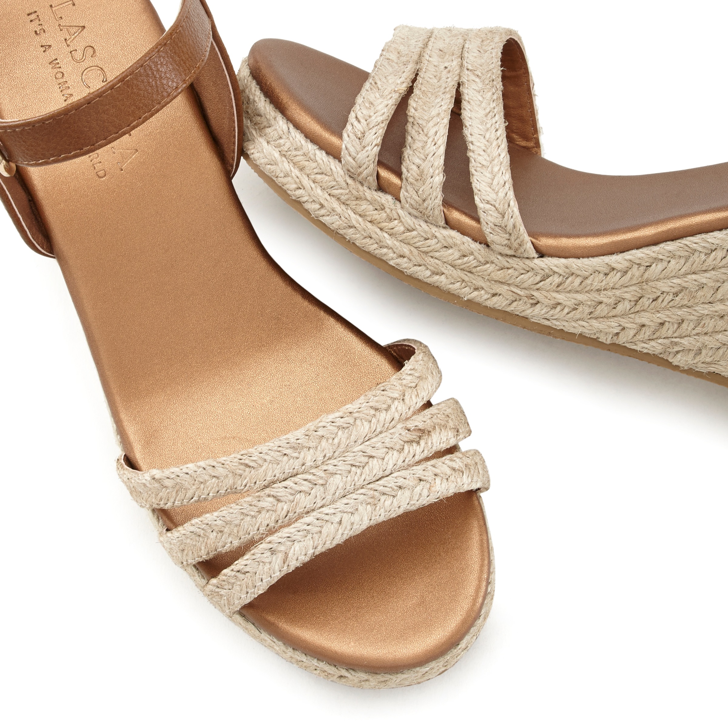 LASCANA Sandalette »Sommerschuh«, Sandale, Sommerschuh mit Keilabsatz in Bast-Optik VEGAN