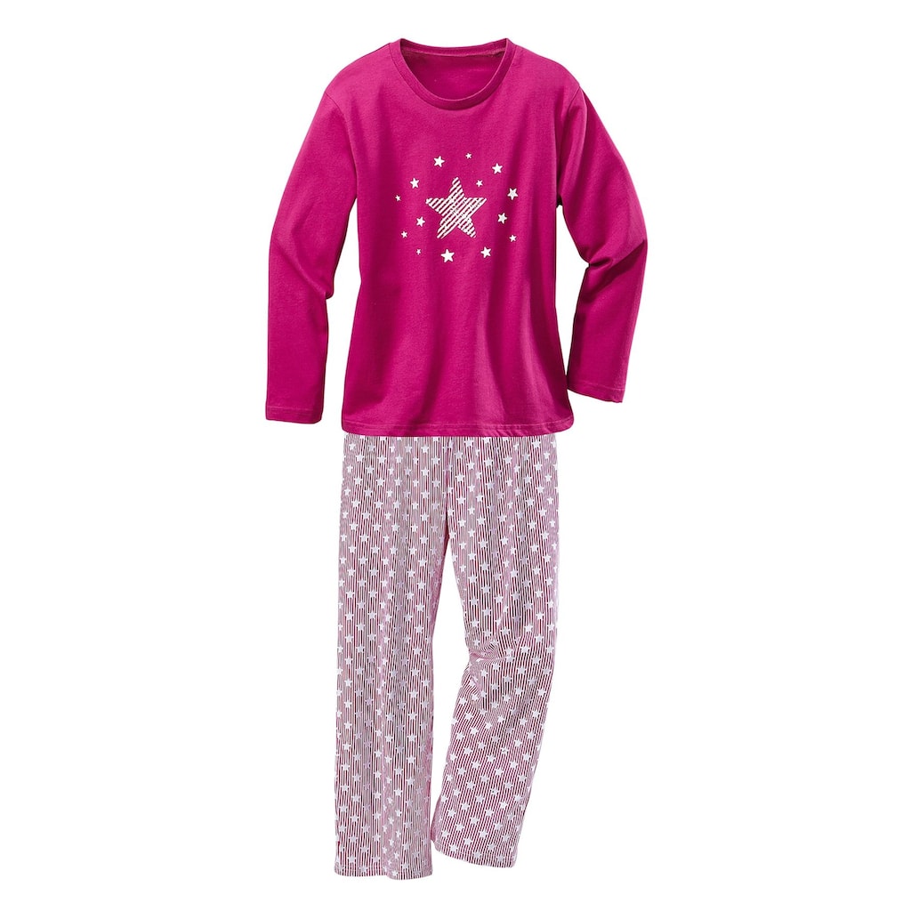 petite fleur Pyjama, (Set, 4 tlg., 2 Stück), modischer Sternendruck auf den Shirts und Hosen