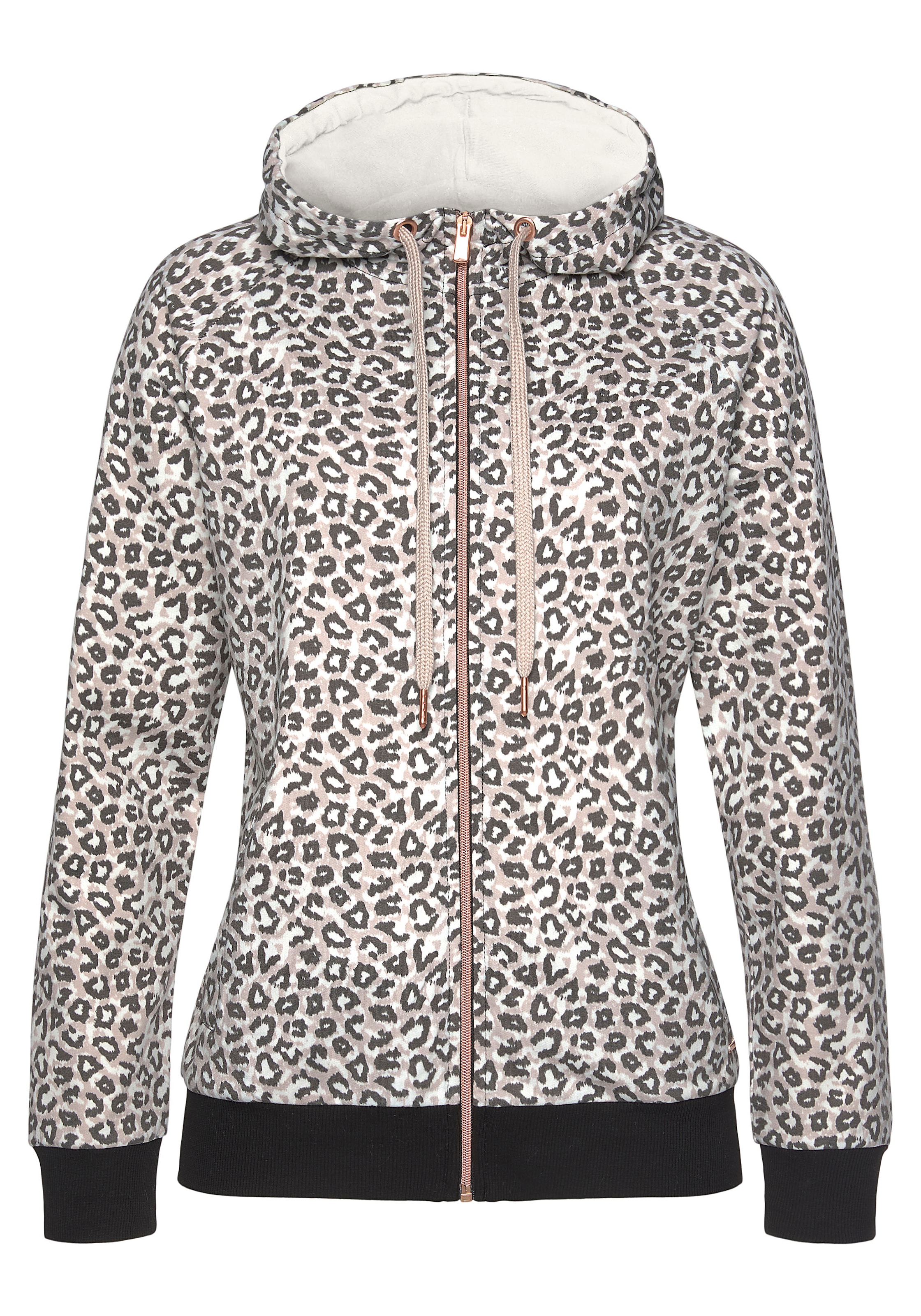 LASCANA Sweat à capuche Sweatshirtjacke mit Details in Roségold, Loungewear