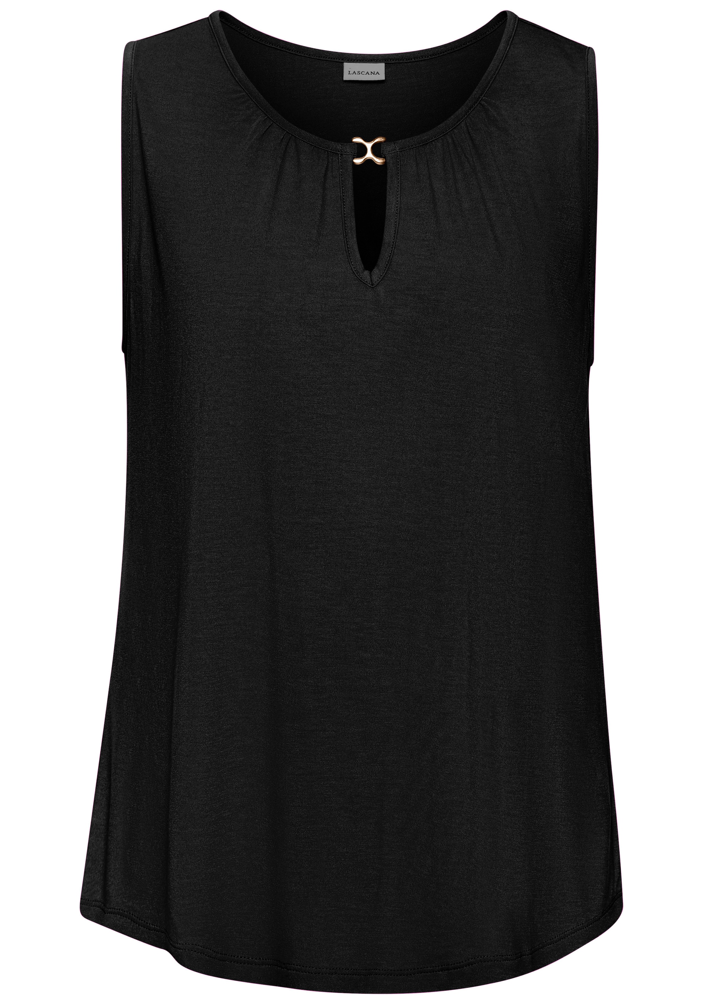 Vivance Tanktop, mit goldfarbenenem Zieraccessoire, elegantes Blusentop