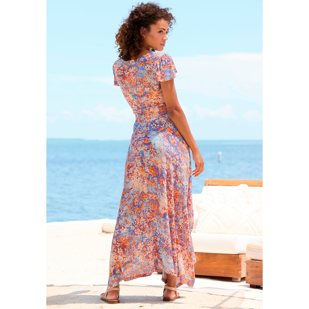 Buffalo Maxikleid, mit asymmetrisch fallendem Saum, Sommerkleid mit Alloverprint