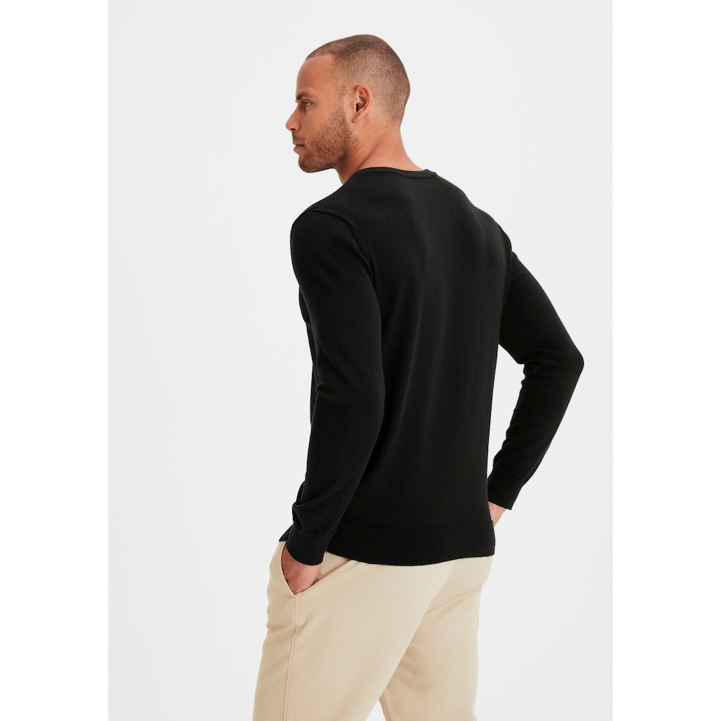 H.I.S Strickpullover, mit V-Ausschnitt, Pullover aus Feinstrick, Baumwollmischung