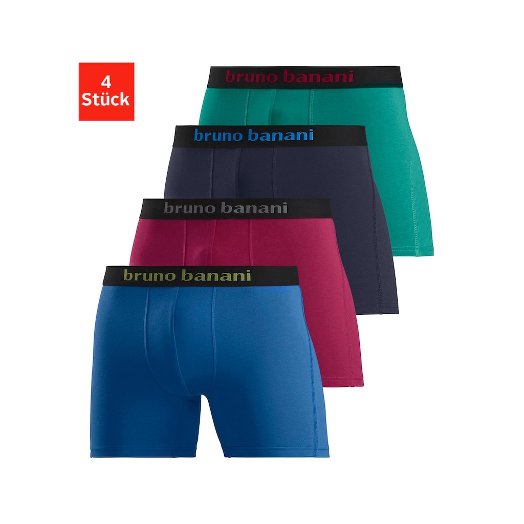 Bruno Banani Boxer »Boxershorts für Herren«, (Packung, 4 St.), mit längerem Bein und auffälligen Logobund