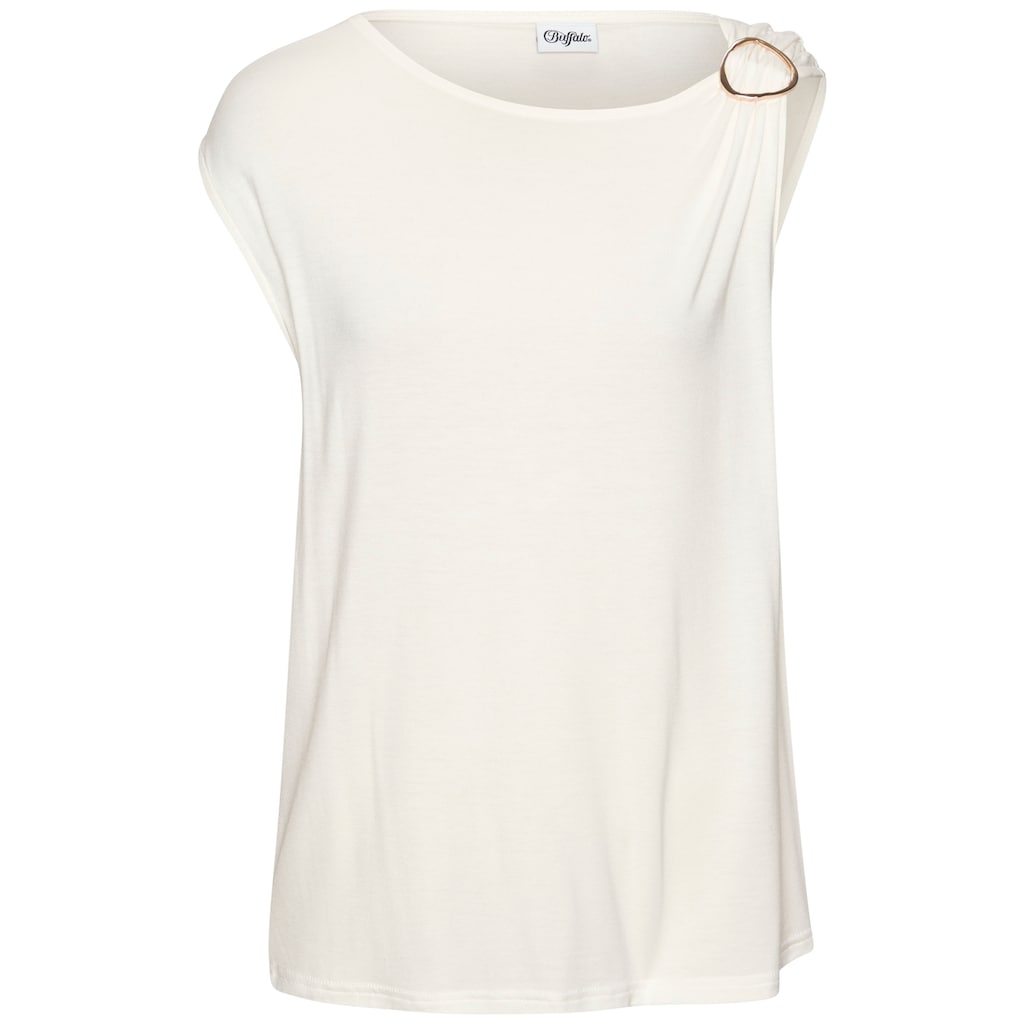 Vivance Kurzarmshirt, mit Zierschnalle, Sommertop, casual
