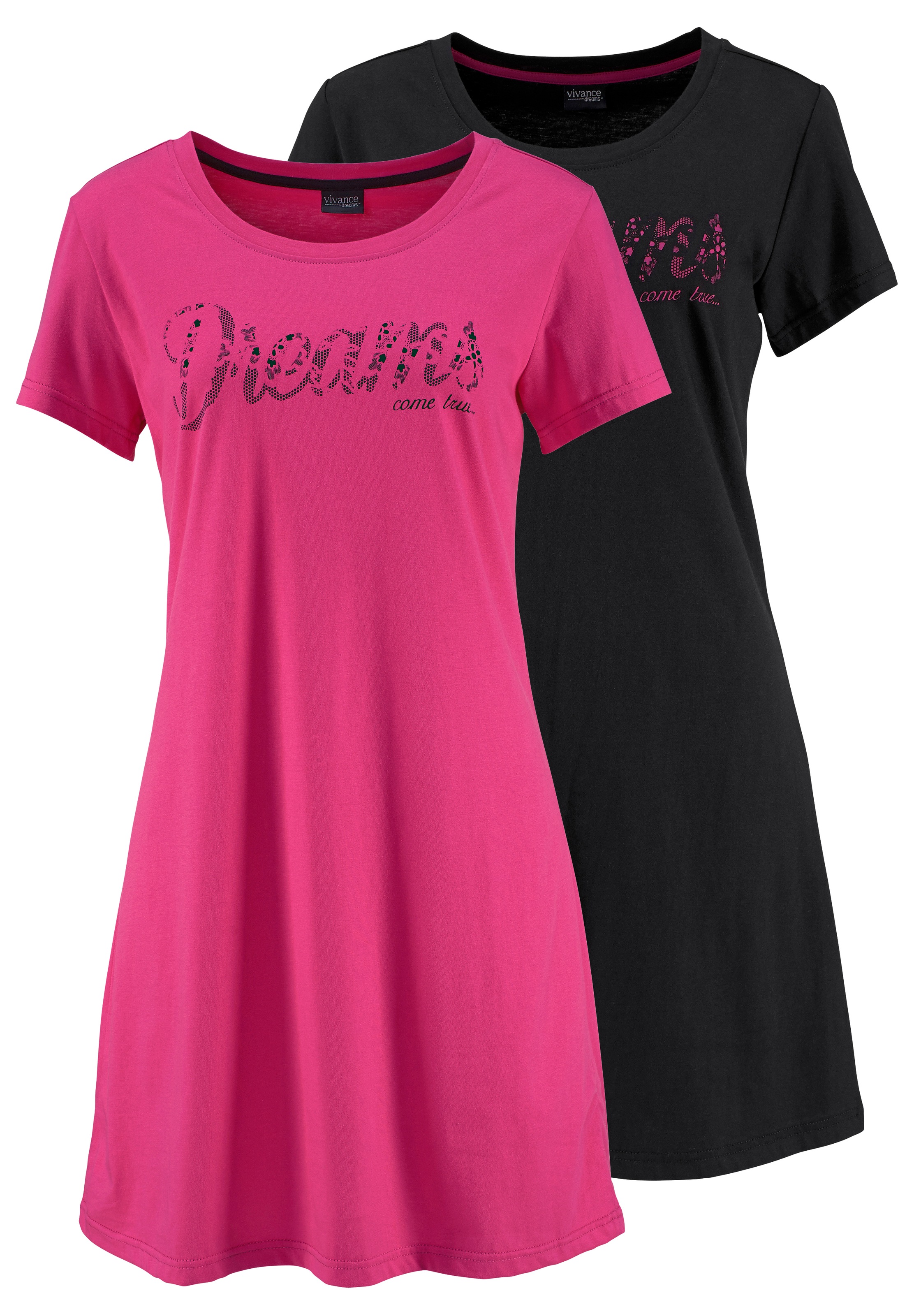 Vivance Dreams Sleepshirt 2er-Pack, mit Print in Spitzenoptik