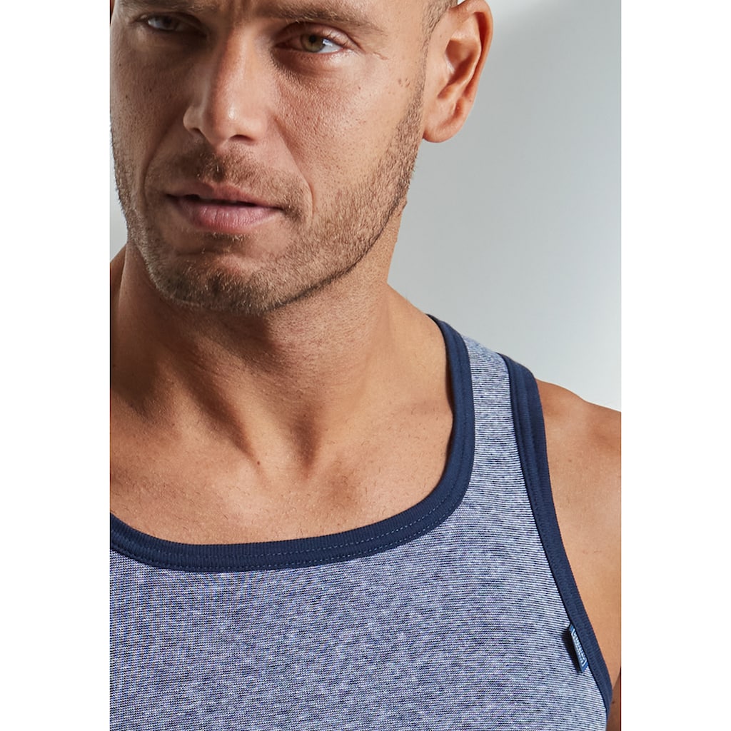 Clipper Exclusive Unterhemd »Tanktop für Herren«, (3 St.), modische Optik: Jeans meliert, tolle Baumwoll-Qualität