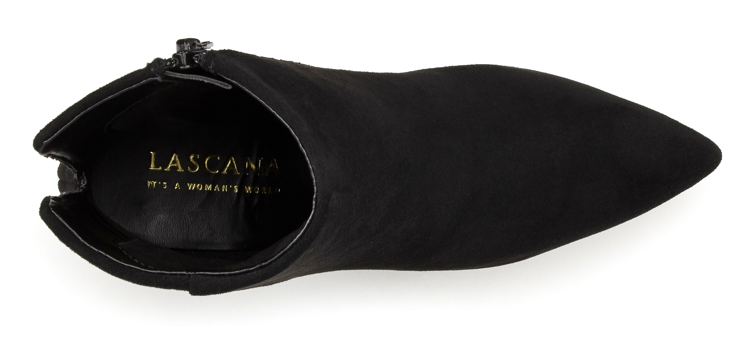 LASCANA High-Heel-Stiefelette, in spitzer Form & Pfennigabsatz, Reissverschluss Stiefel VEGAN