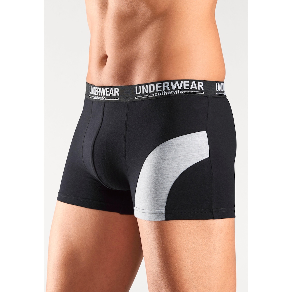 AUTHENTIC UNDERWEAR Boxer »Boxershorts für Herren«, (Packung, 4 St.), mit kontrastfarbenen Einsatz
