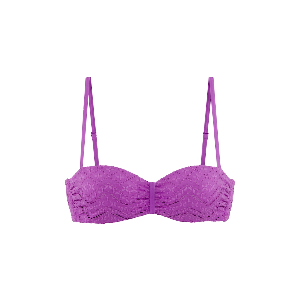LASCANA Bügel-Bandeau-Bikini-Top »Omara«, mit Lochstickerei