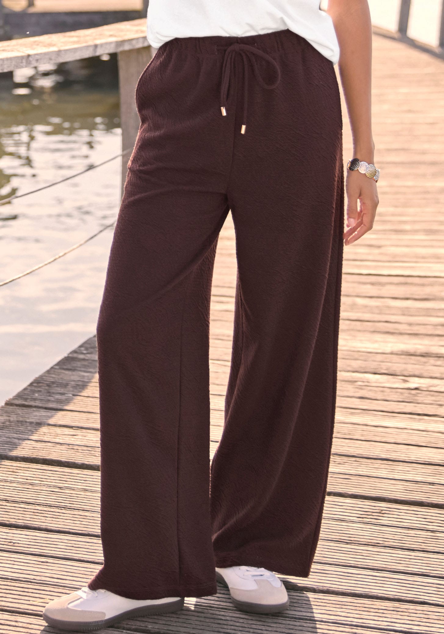 Venice Beach Sweathose  aus softer Strukturware, weite Schlupfhose, casual