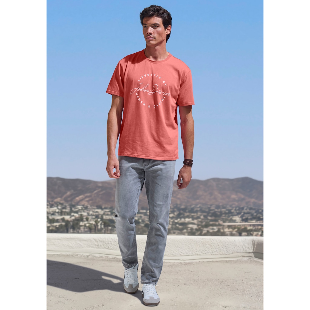 John Devin T-Shirt, Rundhalsshirt mit Print aus reiner Baumwolle