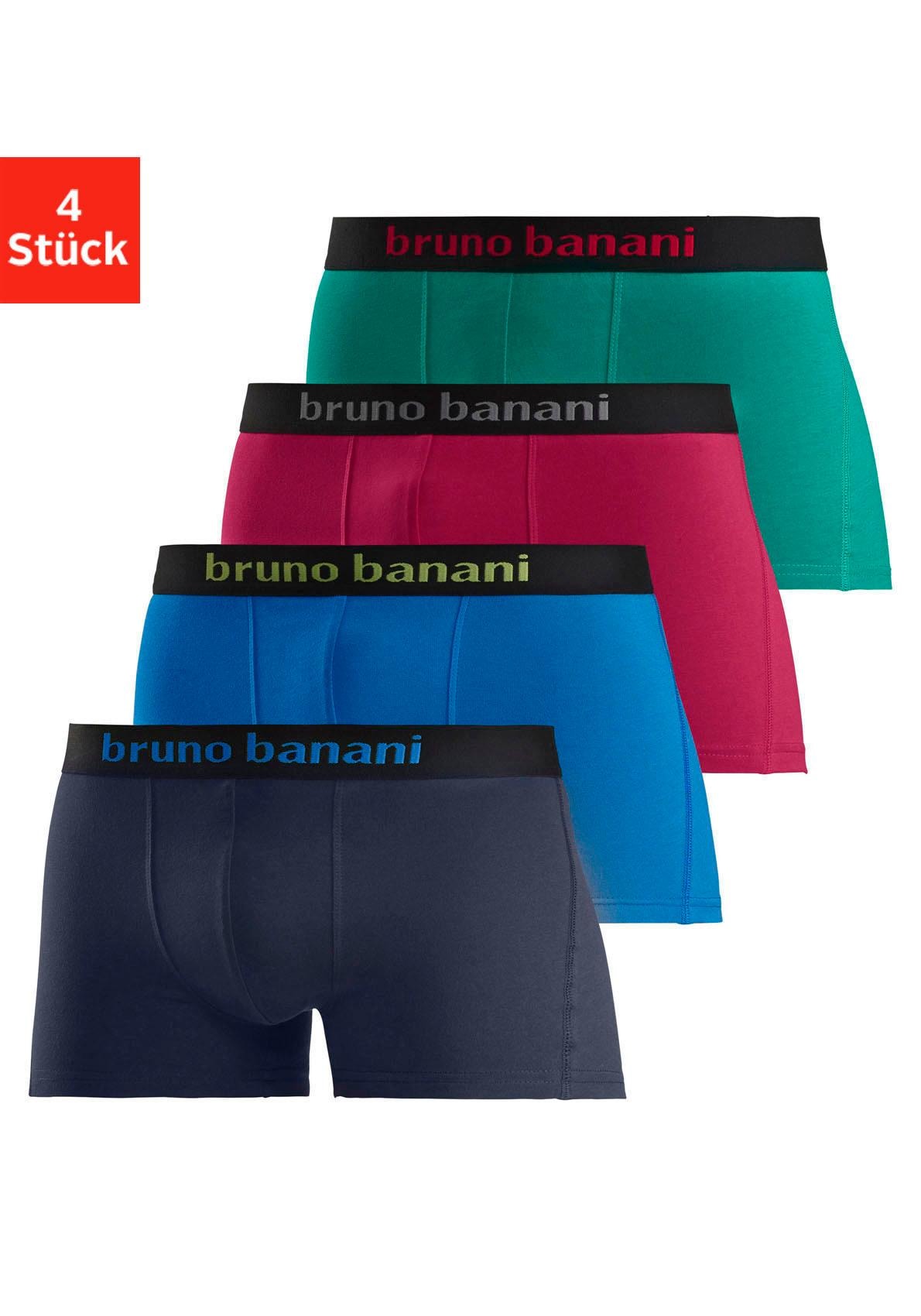 Bruno Banani Boxer »Boxershorts für Herren« Packung, 4 Stk. mit farbigen Marken-Schriftzug am Bündchen