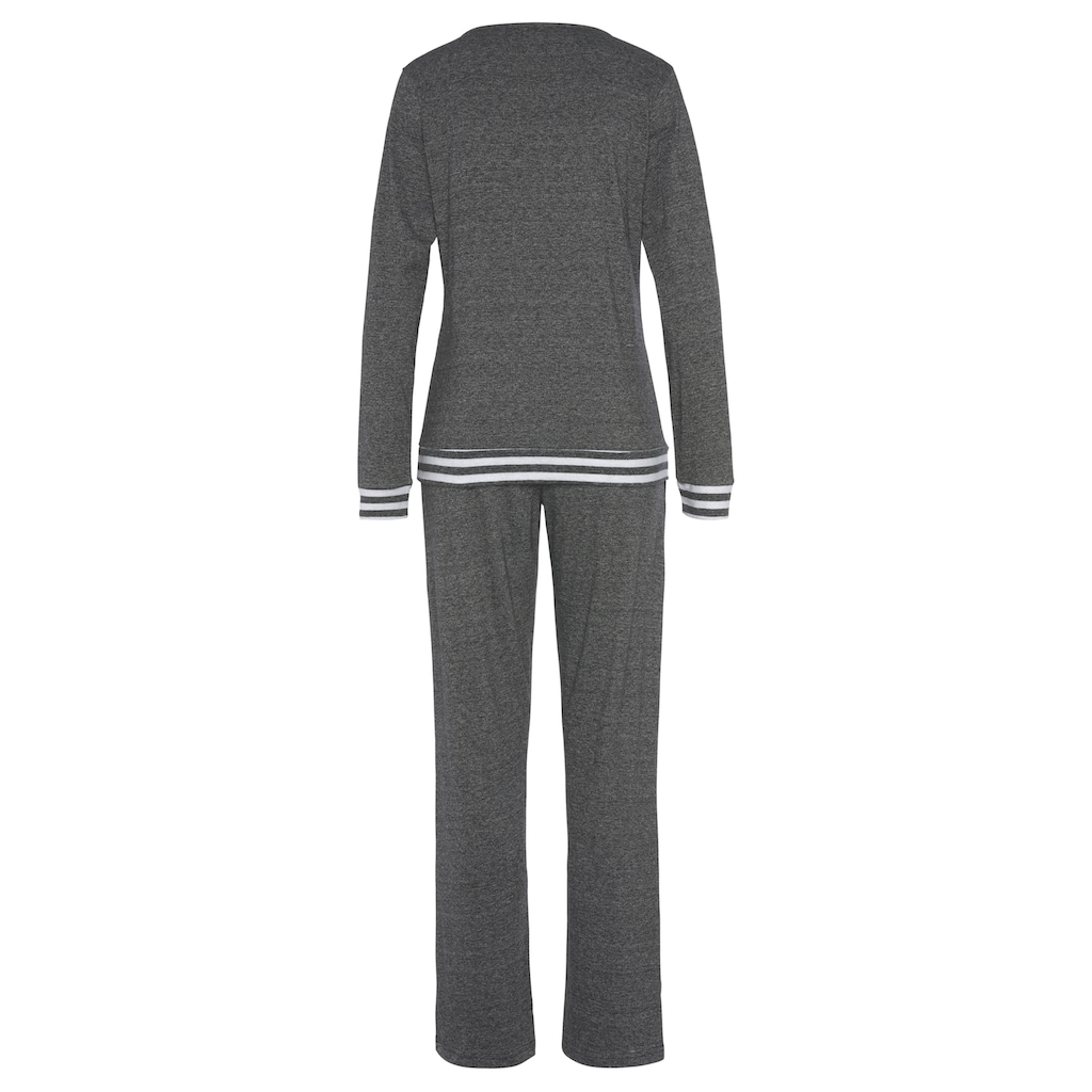 Vivance Dreams Pyjama, (2 tlg.), mit gestreiften Bündchen