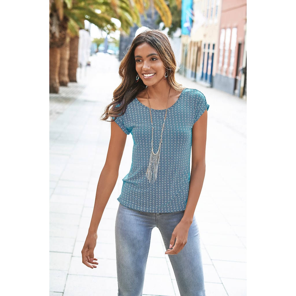 LASCANA Kurzarmshirt »mit modischem Cut-Out«, (2er-Pack), aus weichem Viskose-Stretch