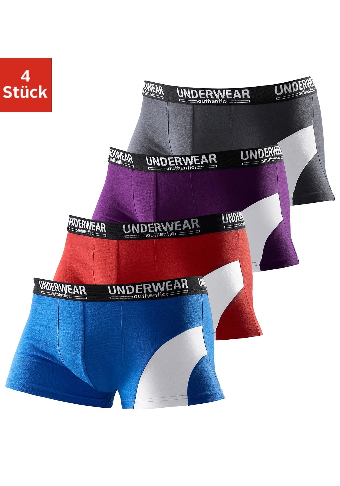 AUTHENTIC UNDERWEAR Boxershorts, (Packung, 4 St.), in Hipster-Form mit...