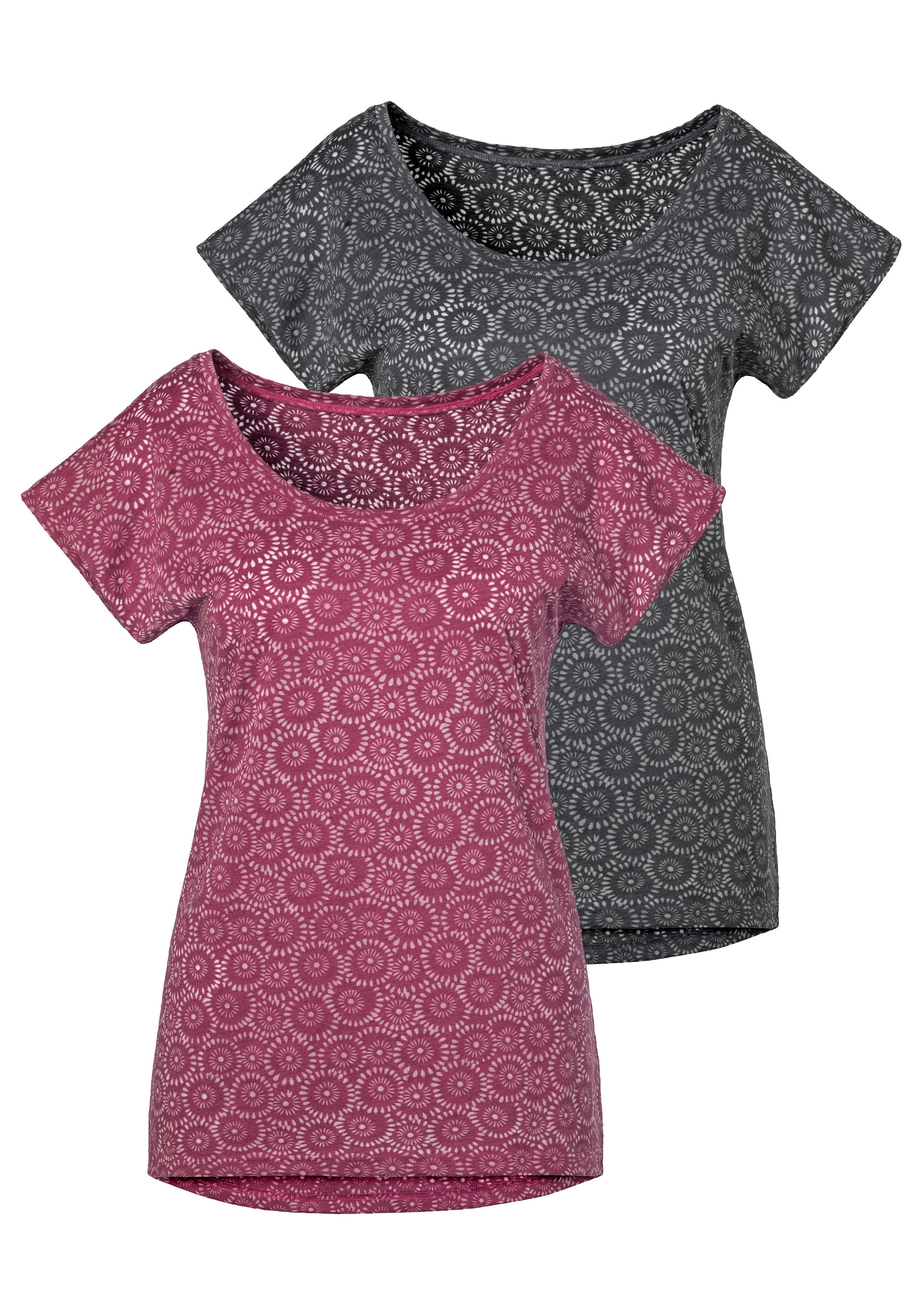 Image of Vivance T-Shirt, (2er-Pack), Ausbrenner-Qualität mit leicht transparentem Muster