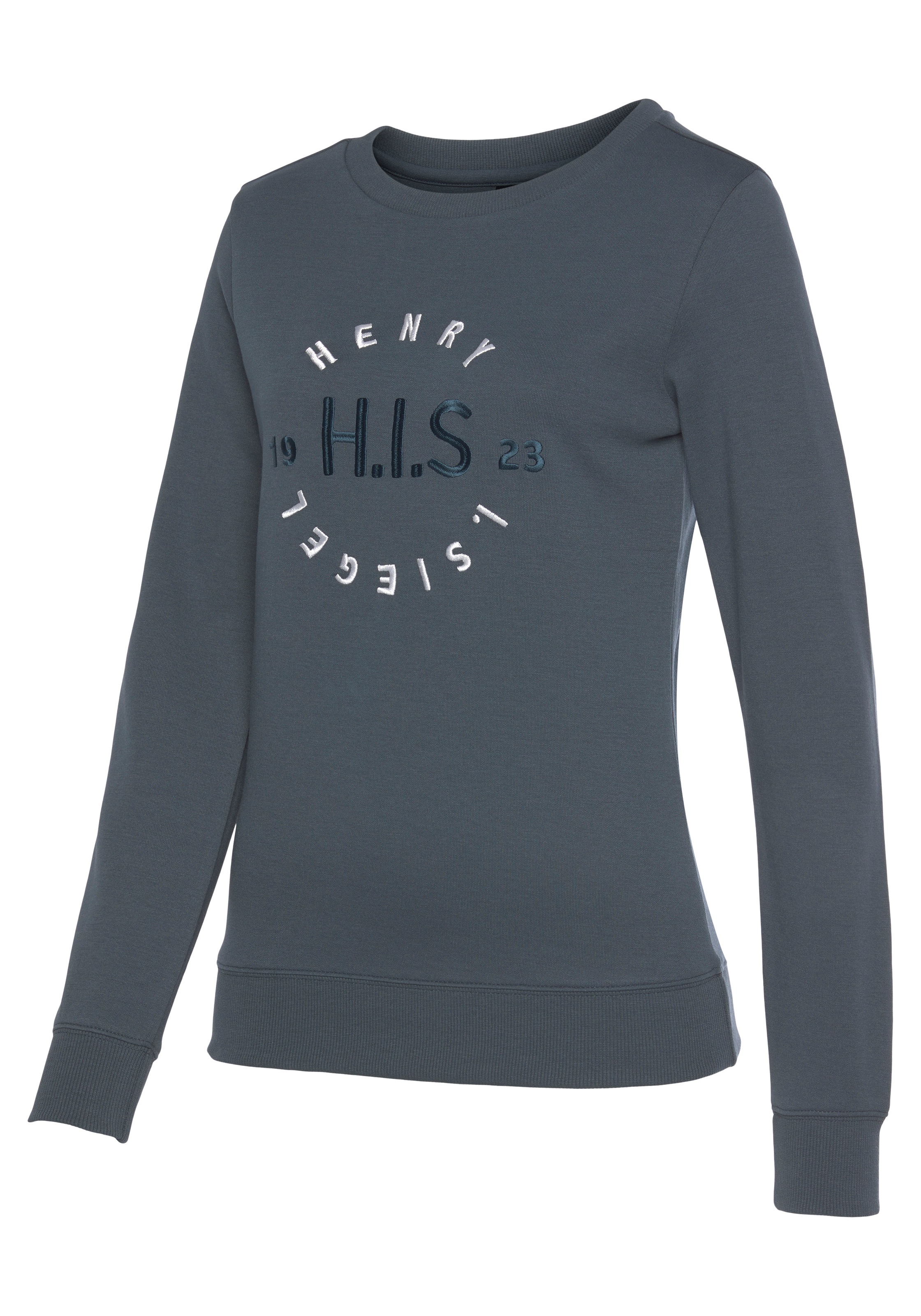 H.I.S Sweatshirt, mit grosser | Lingerie Loungeanzug Logo Unterwäsche Bademode, online Stickerei, » LASCANA kaufen 