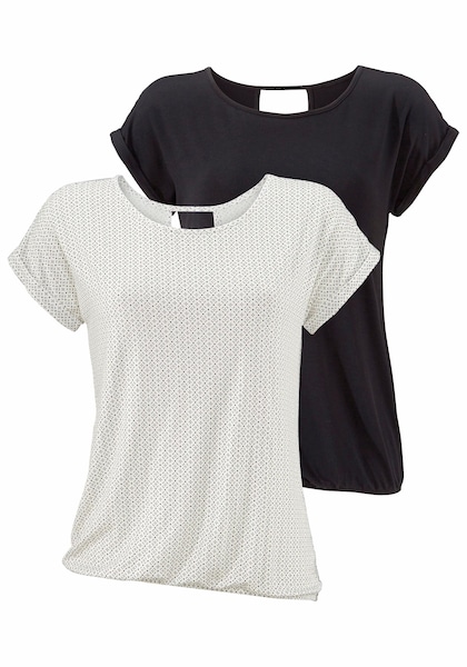 LASCANA T-Shirt, (Packung, 2er-Pack), mit modischem Cut-out im Nacken